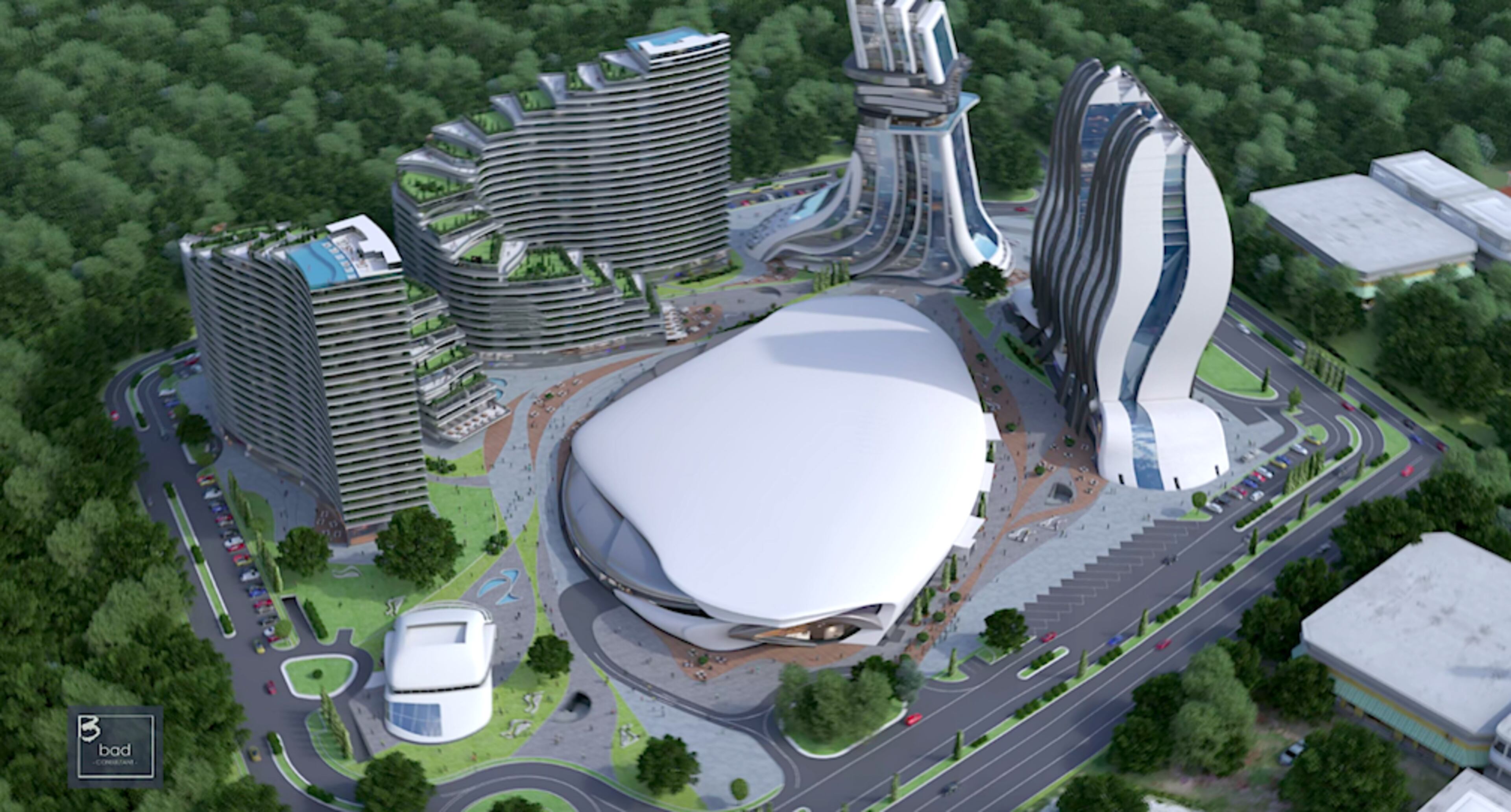 This is a rendering of the entire site of The Roman development in Clayton County. It's expected to include six buildings: an amphitheater, two residential buildings, an office building, a hotel and a small business incubator.