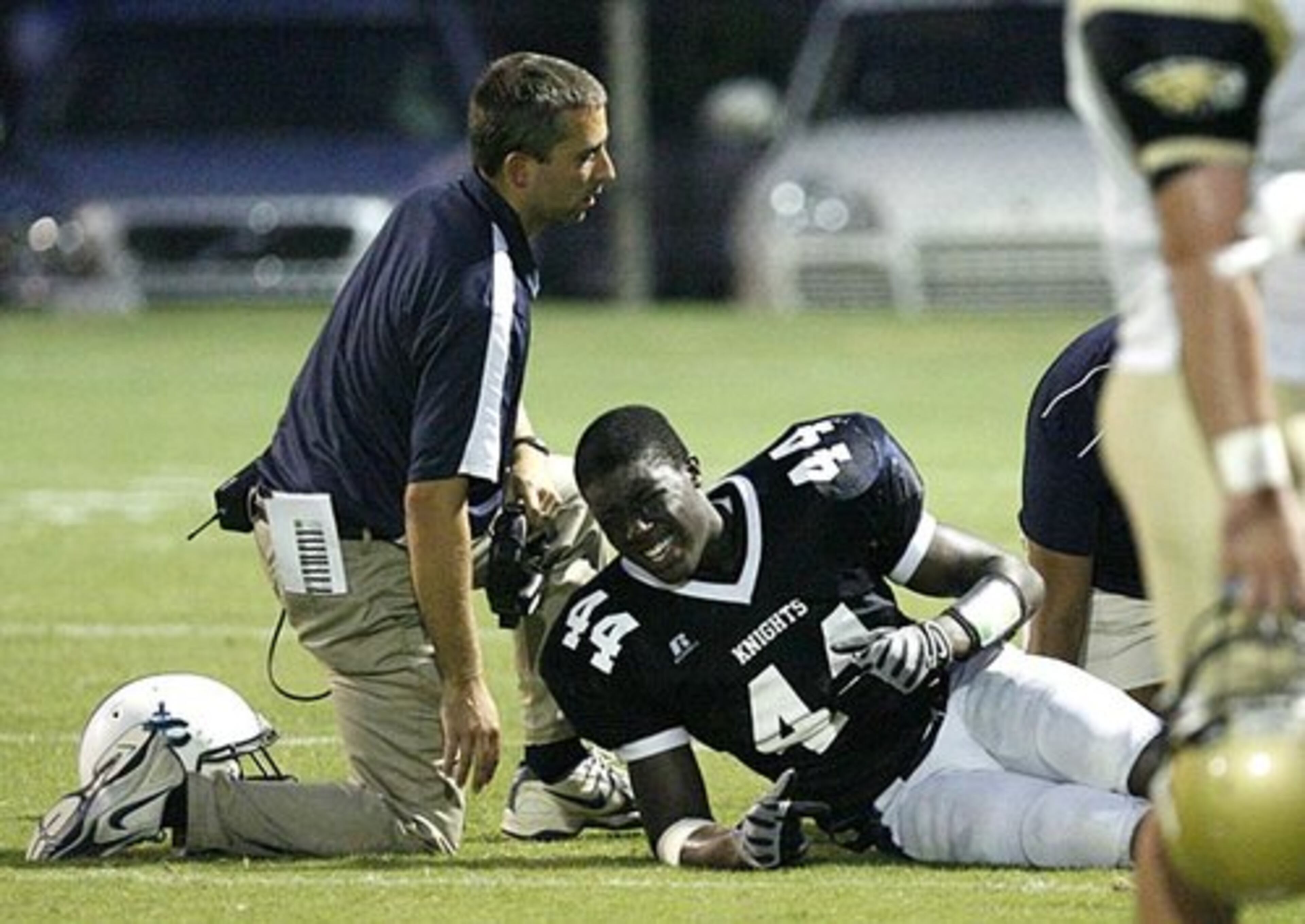 Pace Academy's D.J. Edler was injured in the first half.