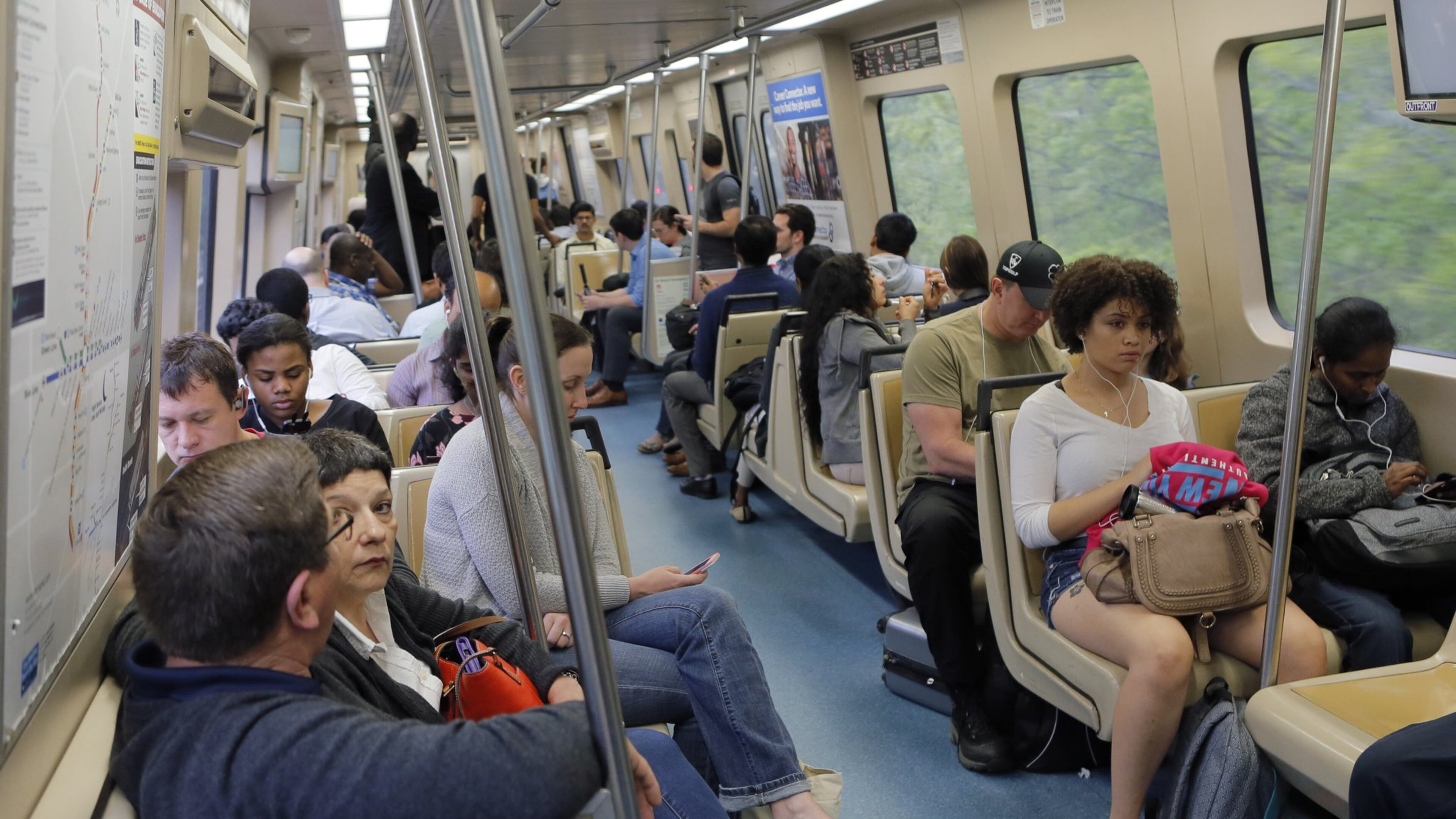 A southbound MARTA train from North Springs was full earlier this week -- and so were station parking lots. BOB ANDRES /BANDRES@AJC.COM AJC File Photo