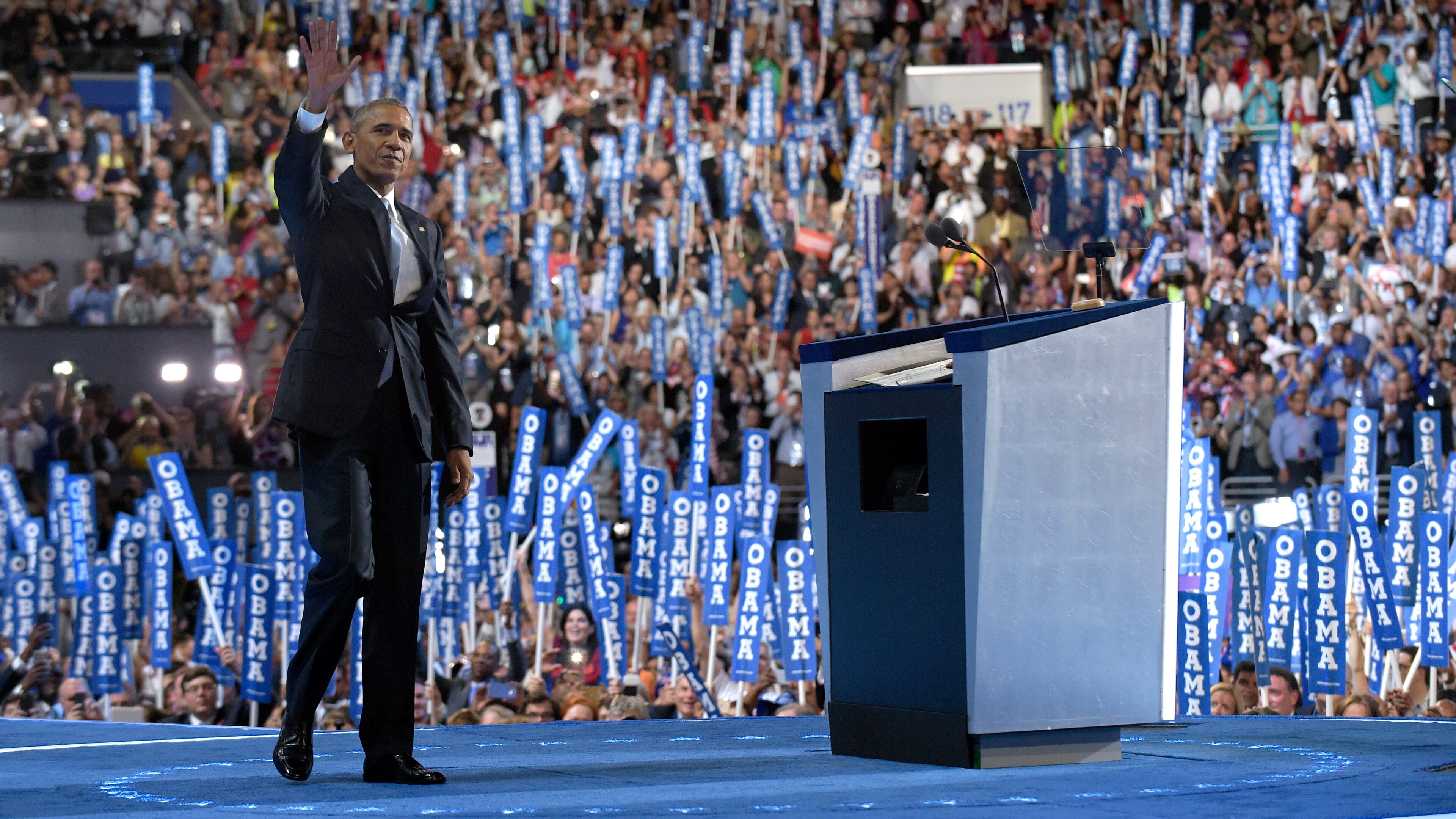 President Barack Obama arrives to speak during the third day of the Democratic National Convention in Philadelphia , Wednesday, July 27, 2016. (AP Photo/Susan Walsh)