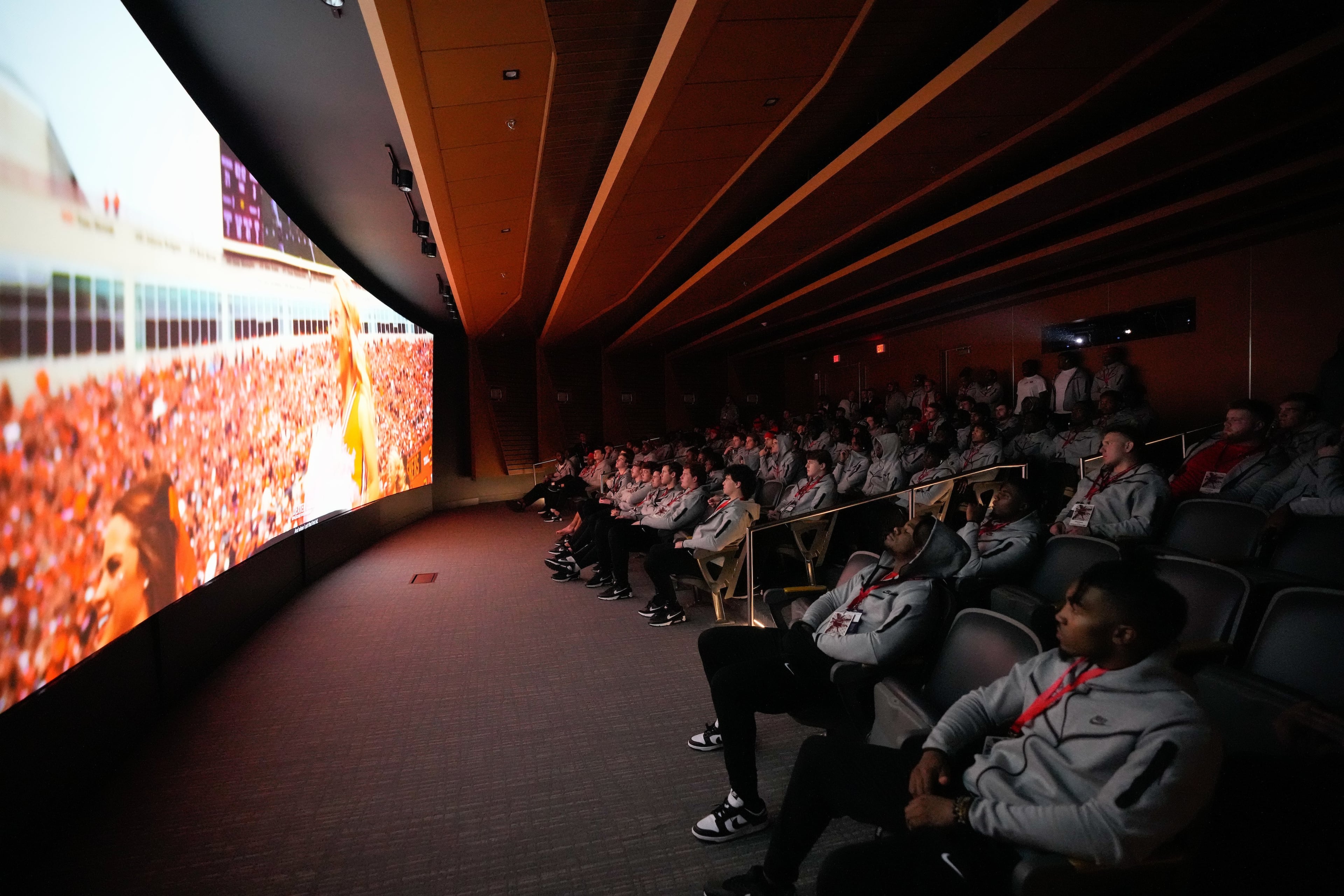 The Georgia Bulldogs tour the College Football Hall of Fame on Dec. 26, 2022 in Atlanta. No. 1 Georgia will face No. 4 Ohio State in the 2022 CFP Semifinal at the Chick-fil-A Peach Bowl on Dec. 31, 2022. (Photo by Paul Abell/Chick-fil-A Peach Bowl)