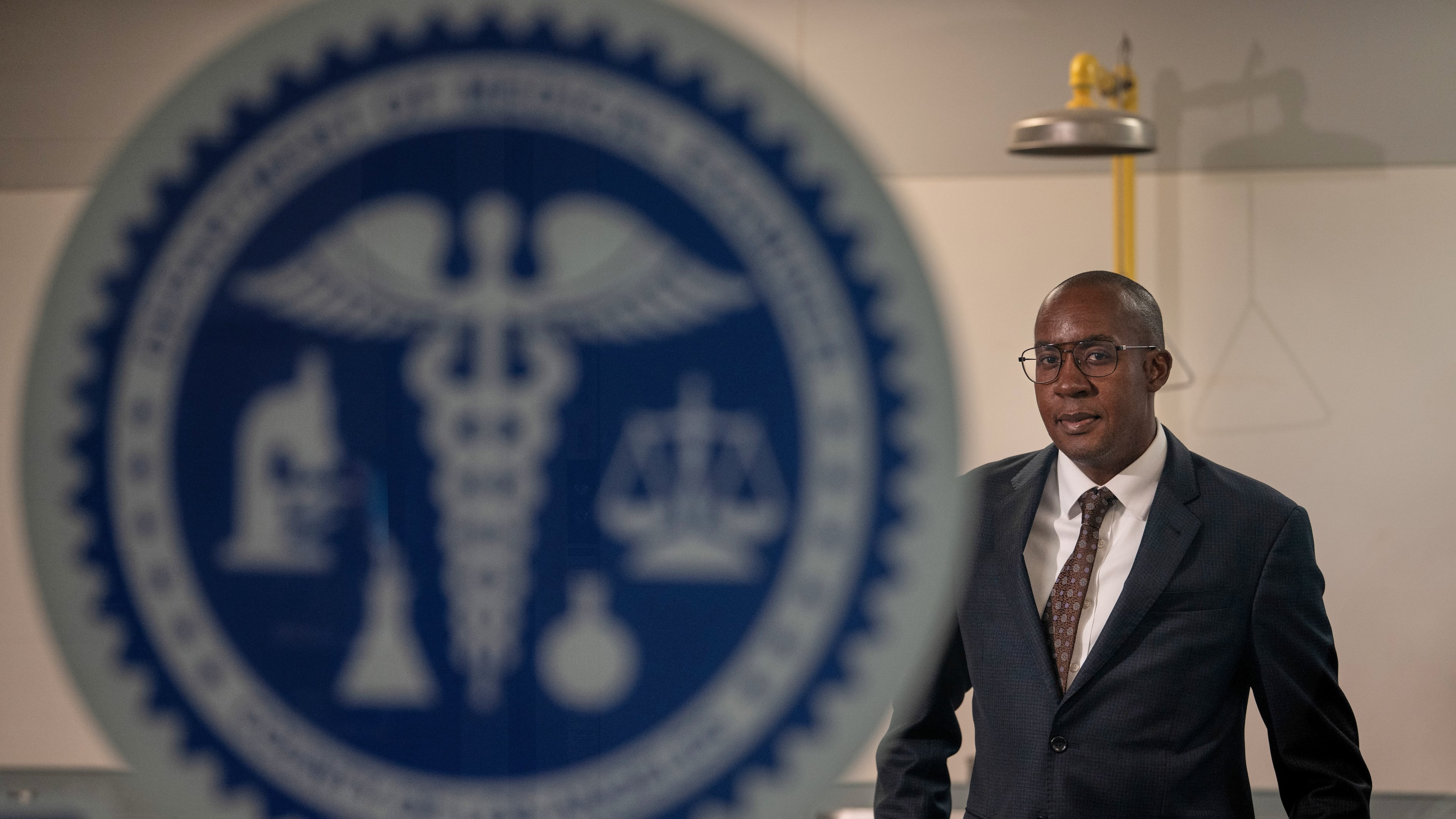 Los Angeles County medical examiner, Dr. Odey Ukpo, poses for a portrait on Tuesday, June 16, 2026, in Los Angeles. (AP Photo/Jae C. Hong)