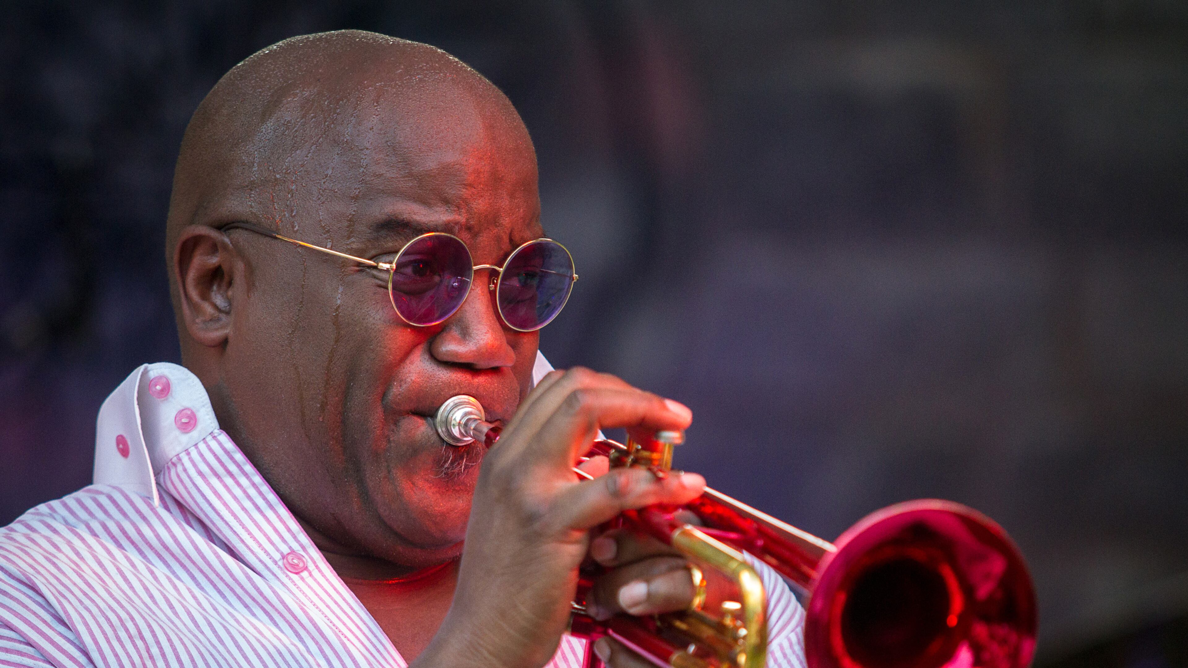 Trumpeter Joey Sommerville plays for a large crowd during the Jazz on the Lawn concert at Callanwolde Fine Art Center in Atlanta, GA Friday, July 8, 2016. STEVE SCHAEFER / SPECIAL TO THE AJC