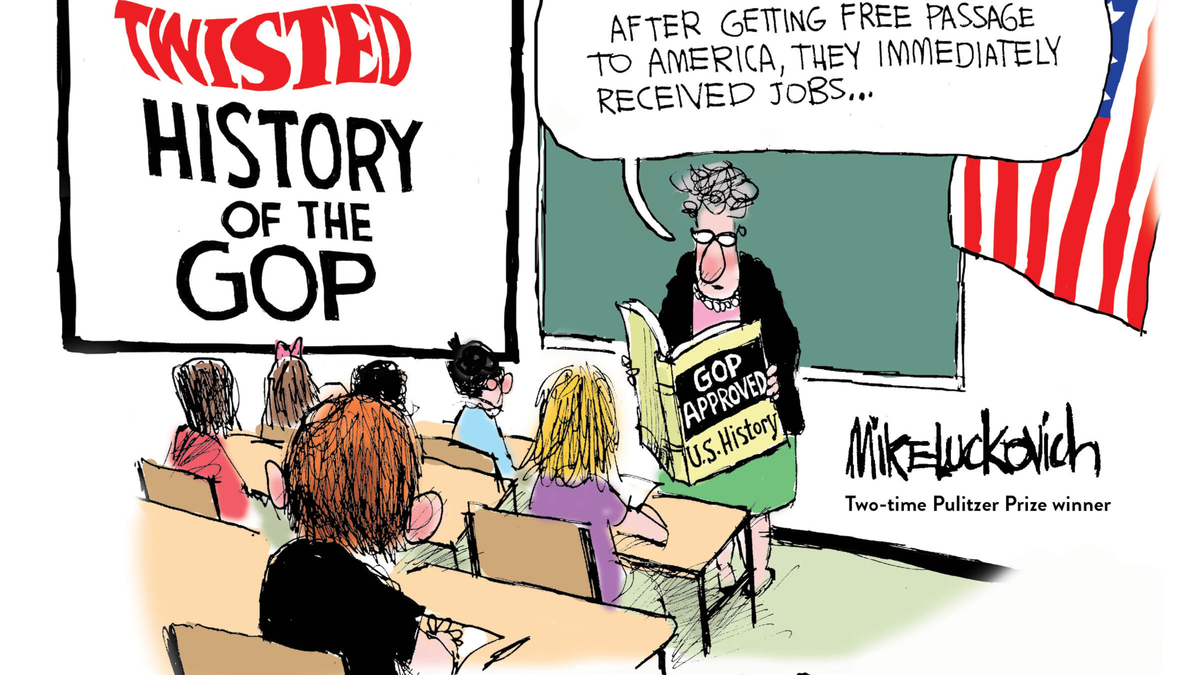 Mike Luckovich's latest collection is "The Twisted History of the GOP." Courtesy of ECW Press
