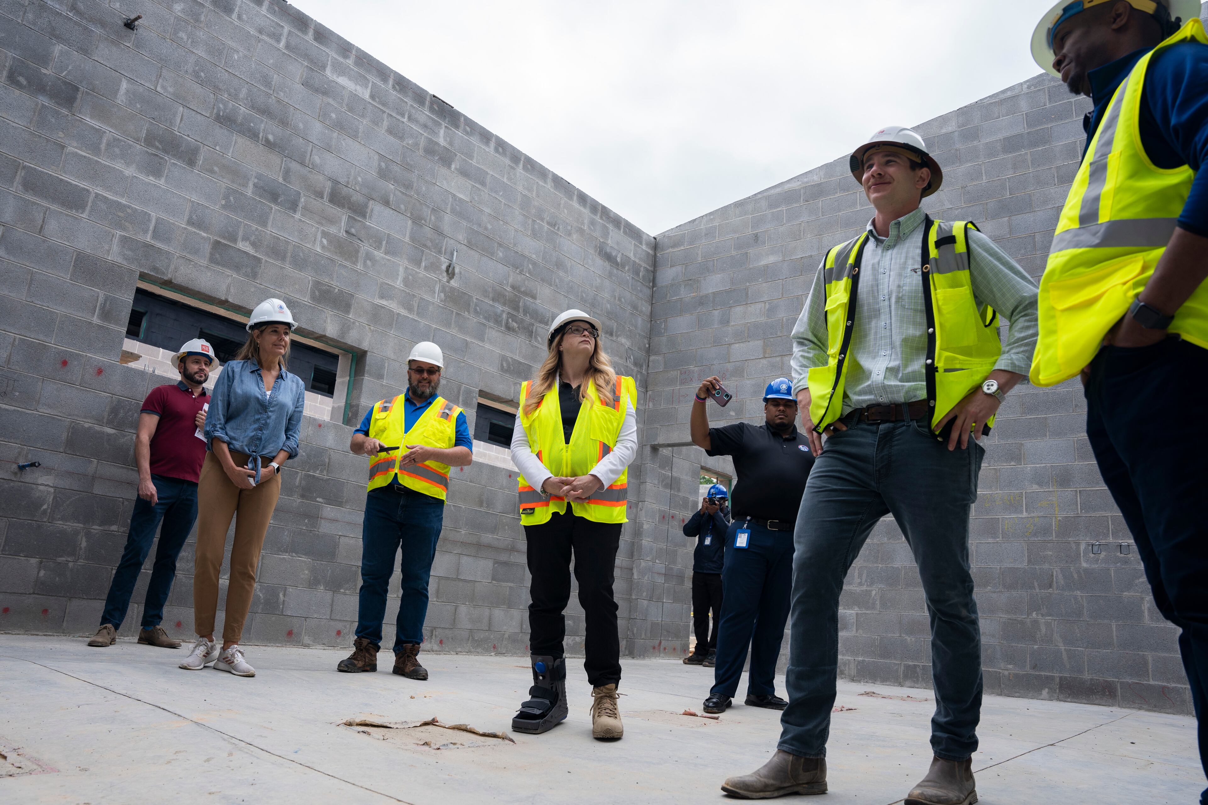 Construction workers give Fulton County Commissioners a tour of the new animal shelter which is set to open this fall in Fulton County, on Friday, May 19, 2023. (Olivia Bowdoin for the Atlanta Journal Constitution).