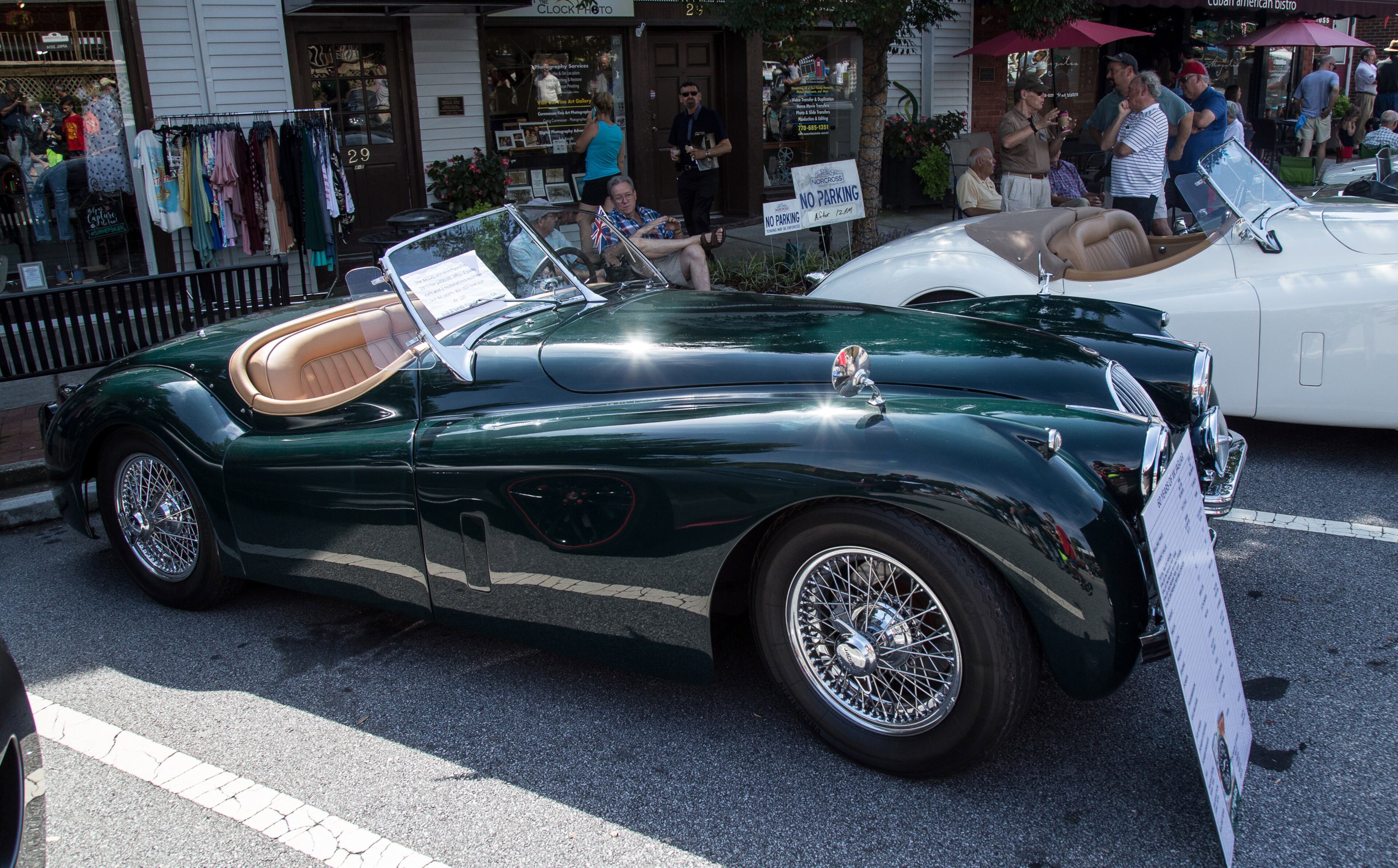 A Jaguar XK120 was one of the more than 400 cars and motorcycles on display at the 8th annual Atlanta British Car Fayre in downtown Norcross on Saturday, Sept. 8, 2018. (Photo: STEVE SCHAEFER / SPECIAL TO THE AJC)