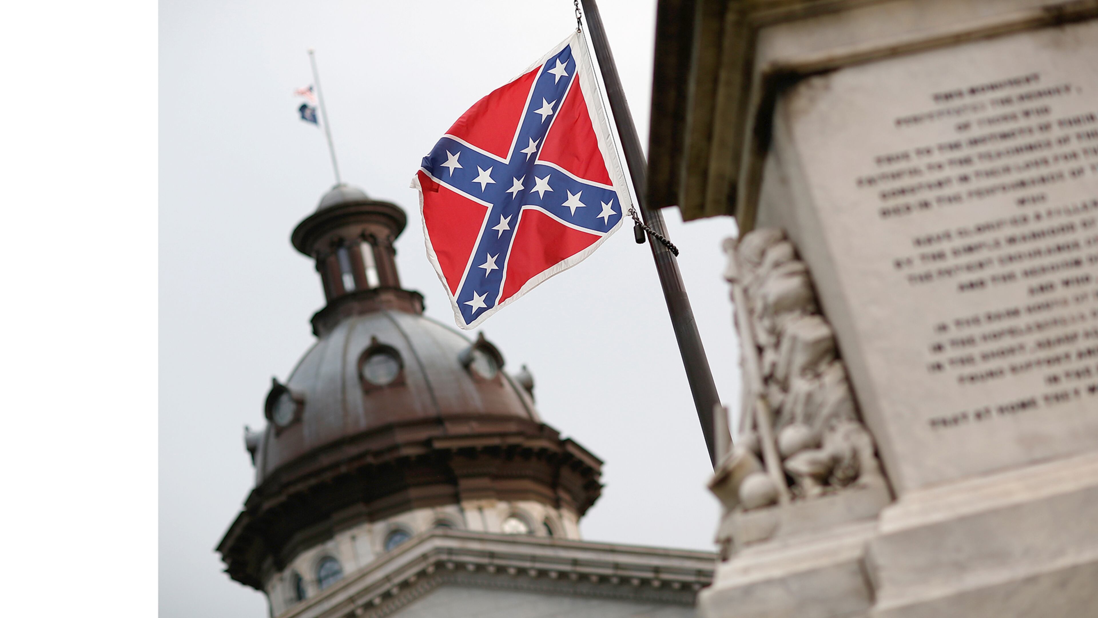 The Confederate flag, shown here flying on South Carolina Capitol grounds, can inspire passionate classroom debate.