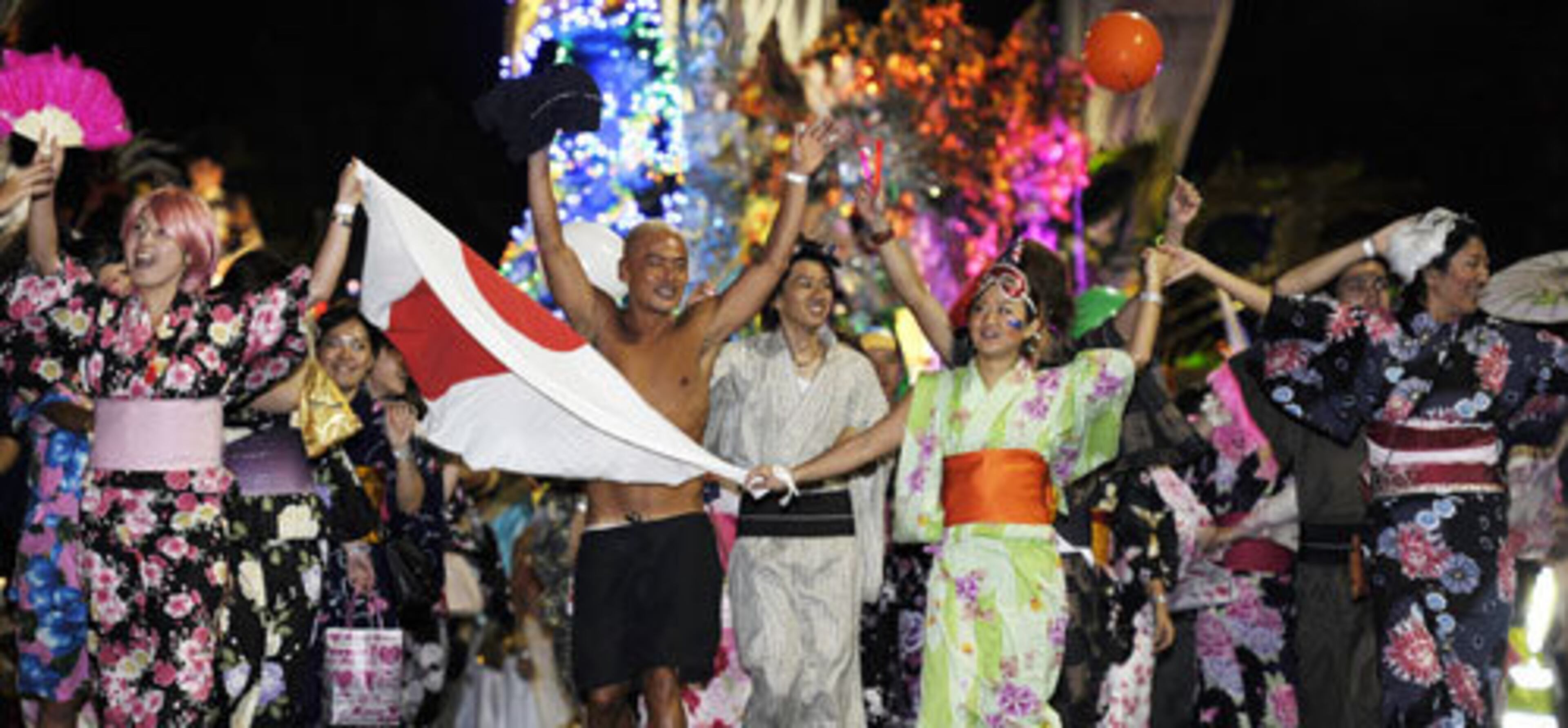 Japanese gay supporters cheer during the festivities.
