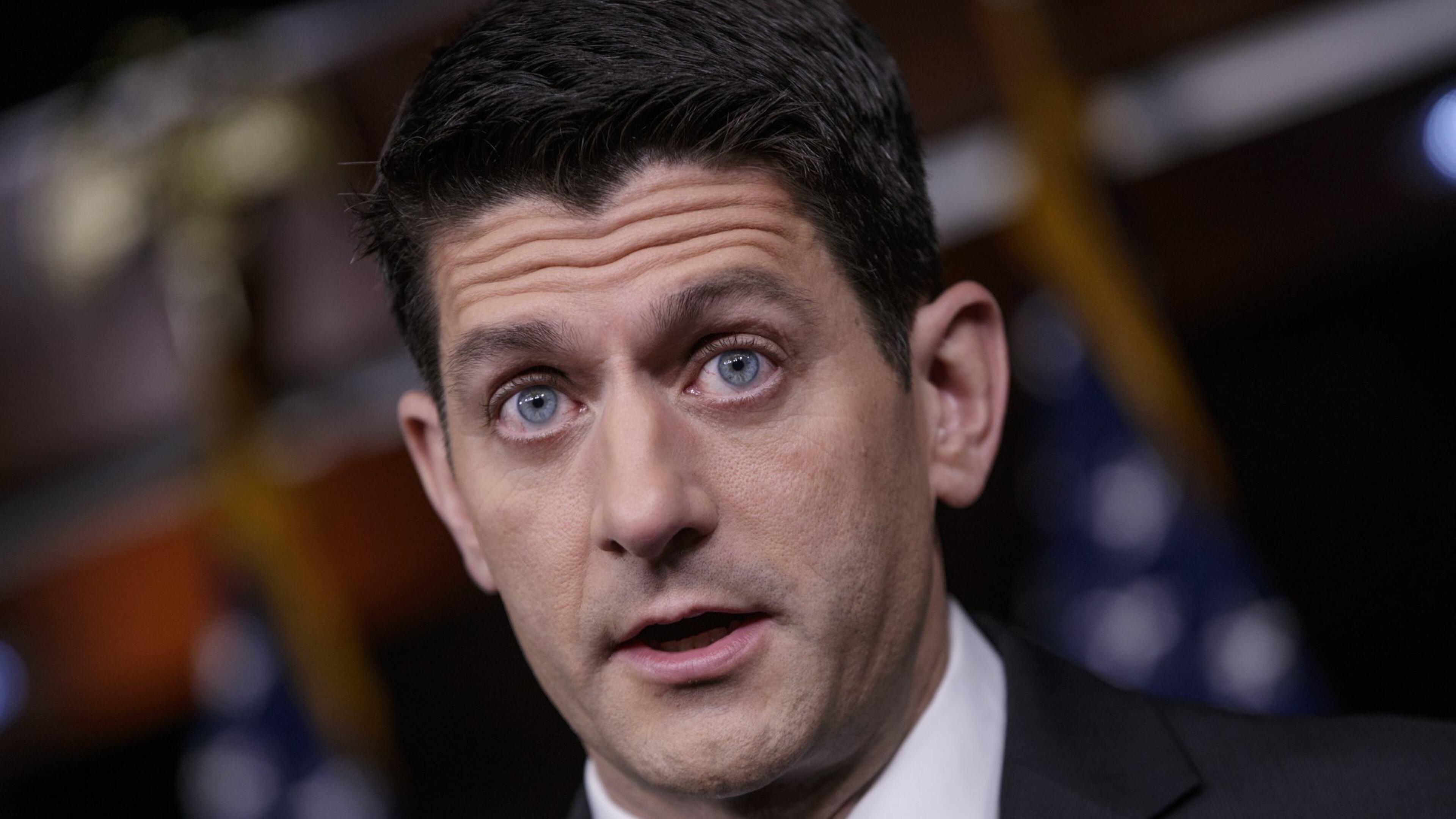 FILE- In this Feb. 16, 2017, file photo, House Speaker Paul Ryan of Wis. meets with reporters on Capitol Hill in Washington. Beneath the capital’s radar looms a catchall spending package that’s likely to top $1 trillion. It could get embroiled in the politics of building Trump’s wall at the U.S.-Mexico border and a budget-busting Pentagon request. (AP Photo/J. Scott Applewhite, File)