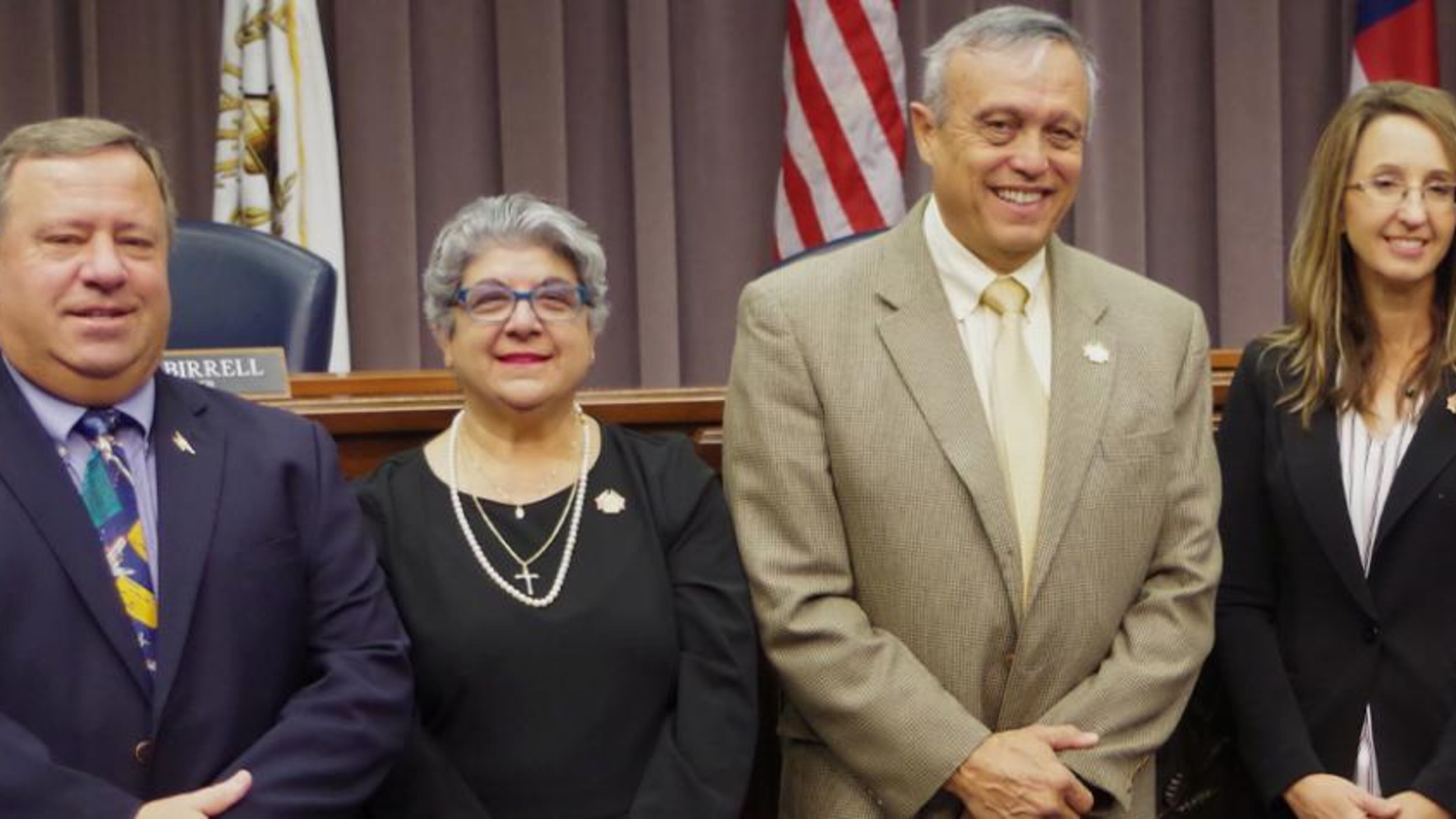(L-R) Cobb Commissioners Bob Ott, JoAnn Birrell, Chairman Mike Boyce, Keli Gambrill and Lisa Cupid will hold free webinars on Aug. 4-6, 12 and 14 to help small business owners understand the application process for a second round of grants - up to $20,000 to $40,000 for each eligible business. (Courtesy of Cobb County)