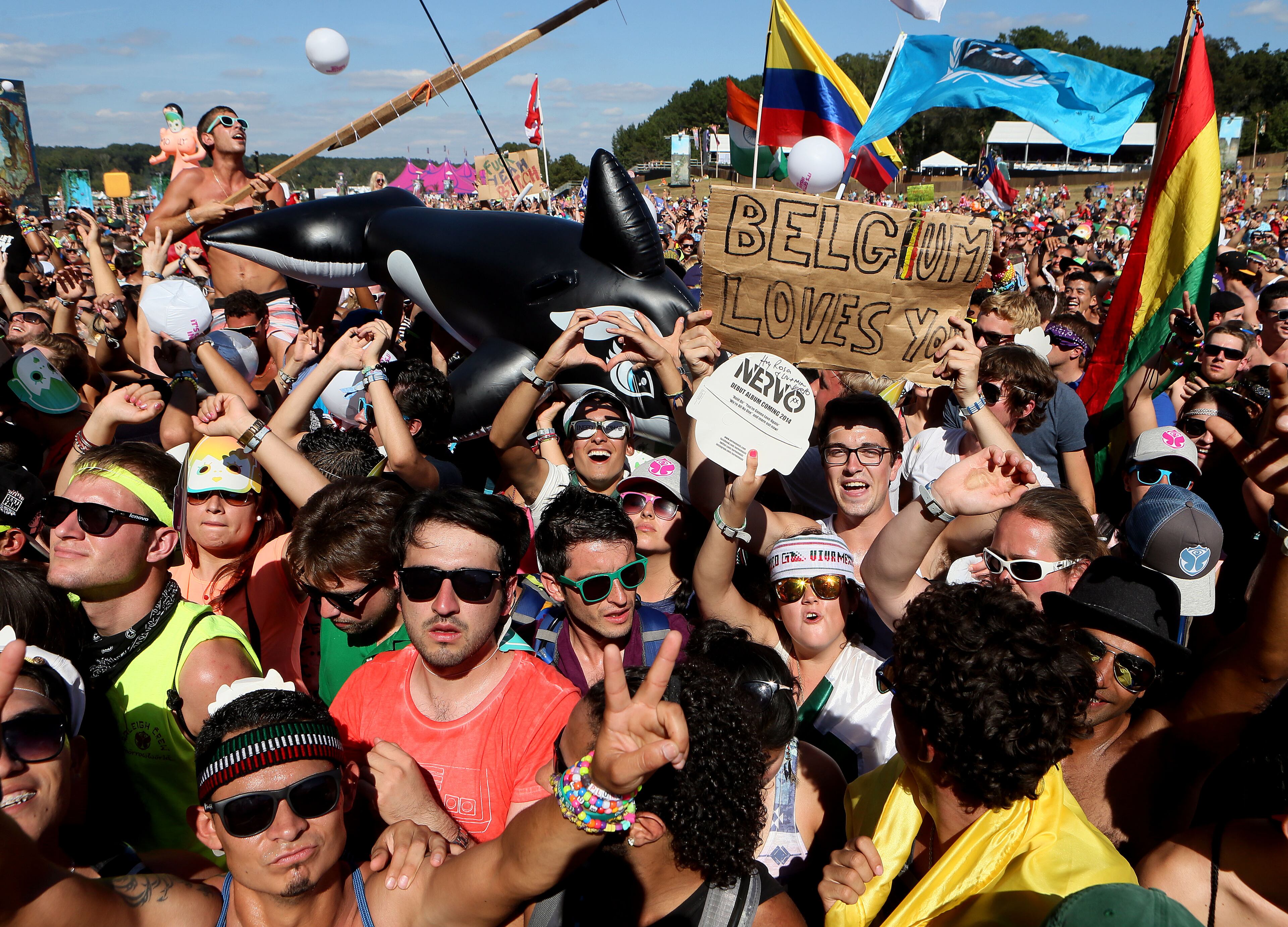 Fans dance to Yves V at the main stage during the TomorrowWorld electronic music festival in Chattahoochee Hills, South of Atlanta, on Saturday September 28th, 2013. The event has been the world's most popular electronic music festival in Europe for years. It is in the United States for the first time on the nearly 500 acre Bouchaert Farm.