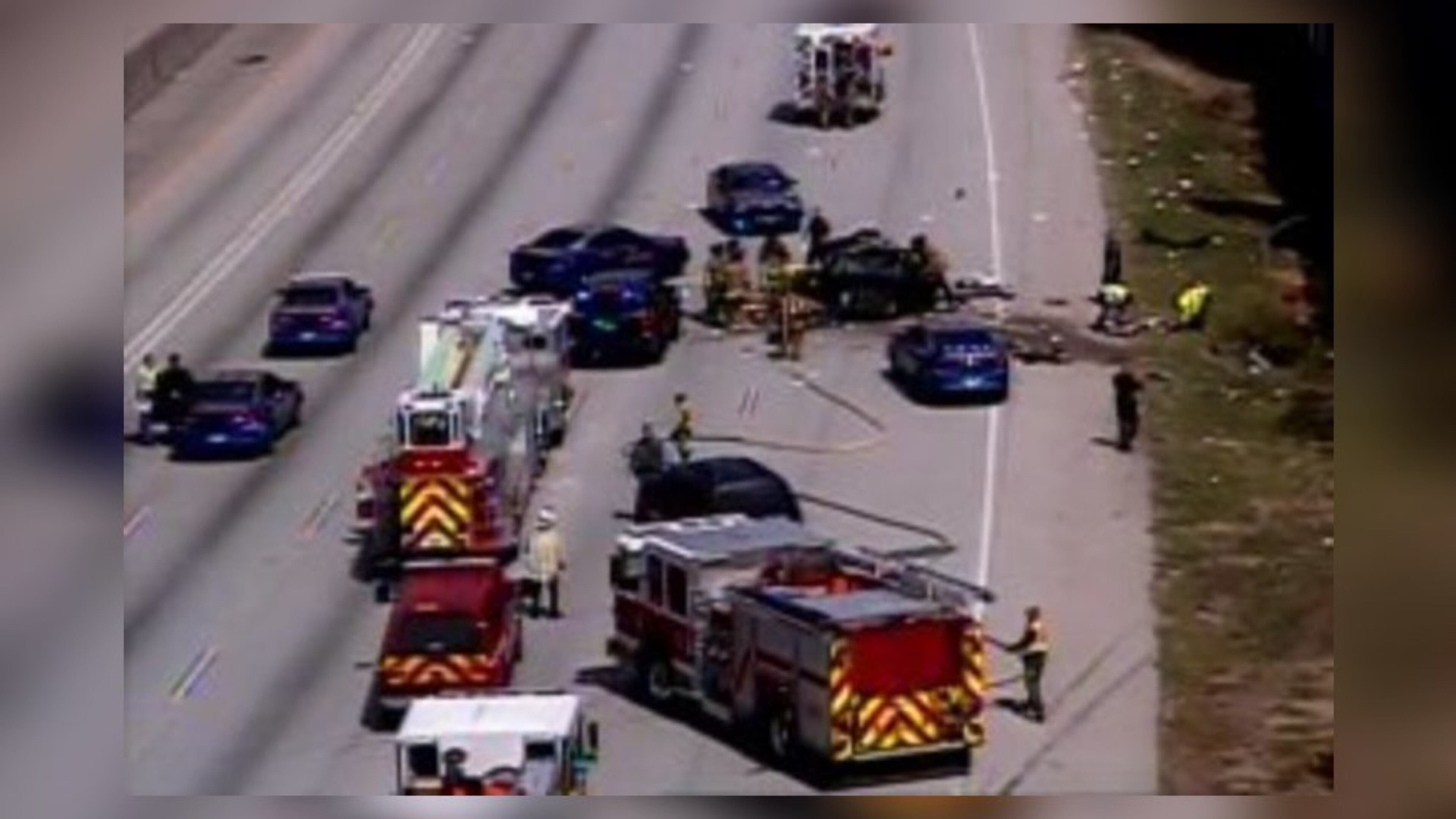 A fatal crash blocked all lanes on I-20 temporarily on Monday. (Credit: AJC/WSB Traffic Center)