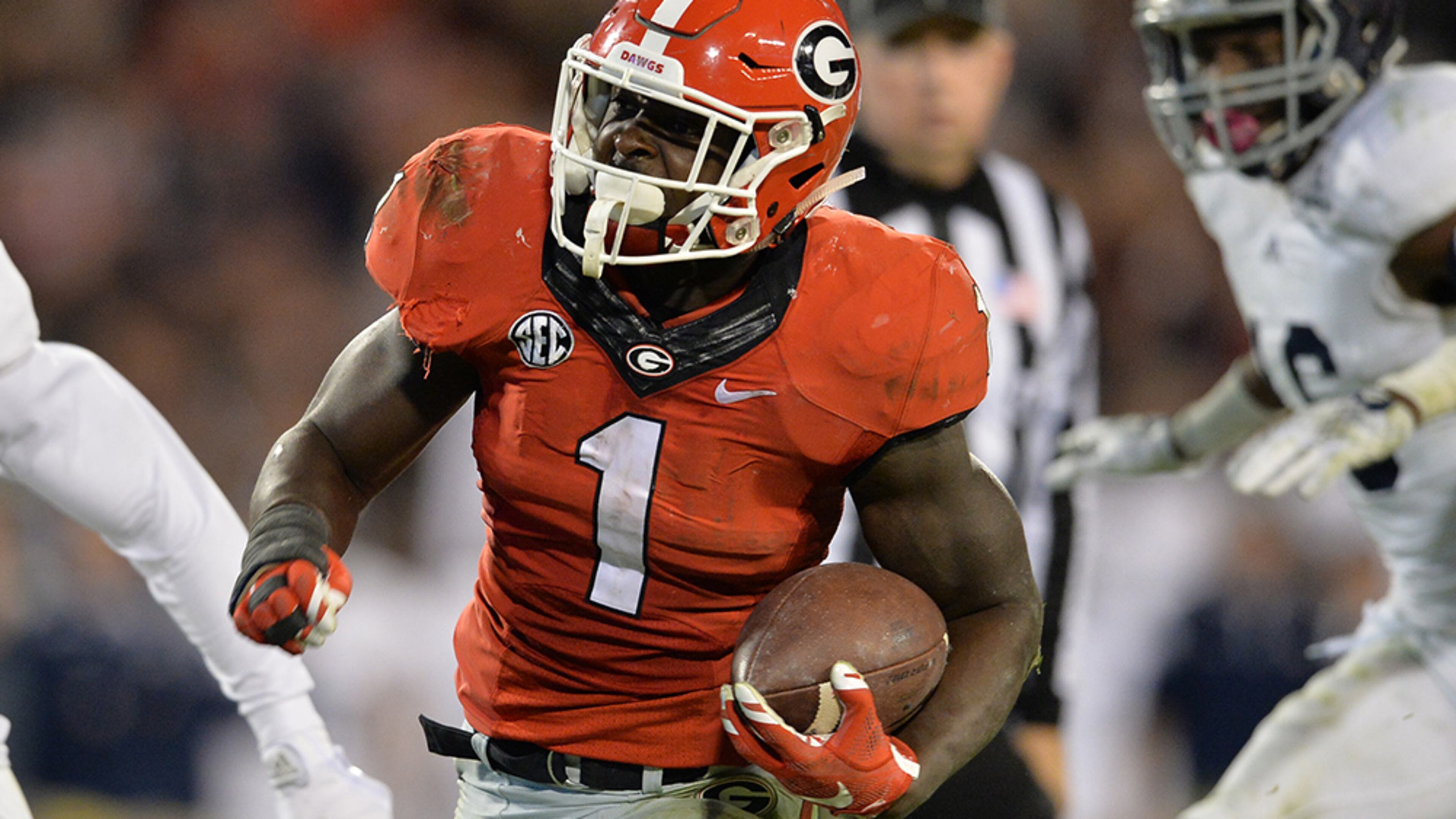 Georgia running back Sony Michel made 6 starts rushing for 1,161 yards and 11 touchdowns.