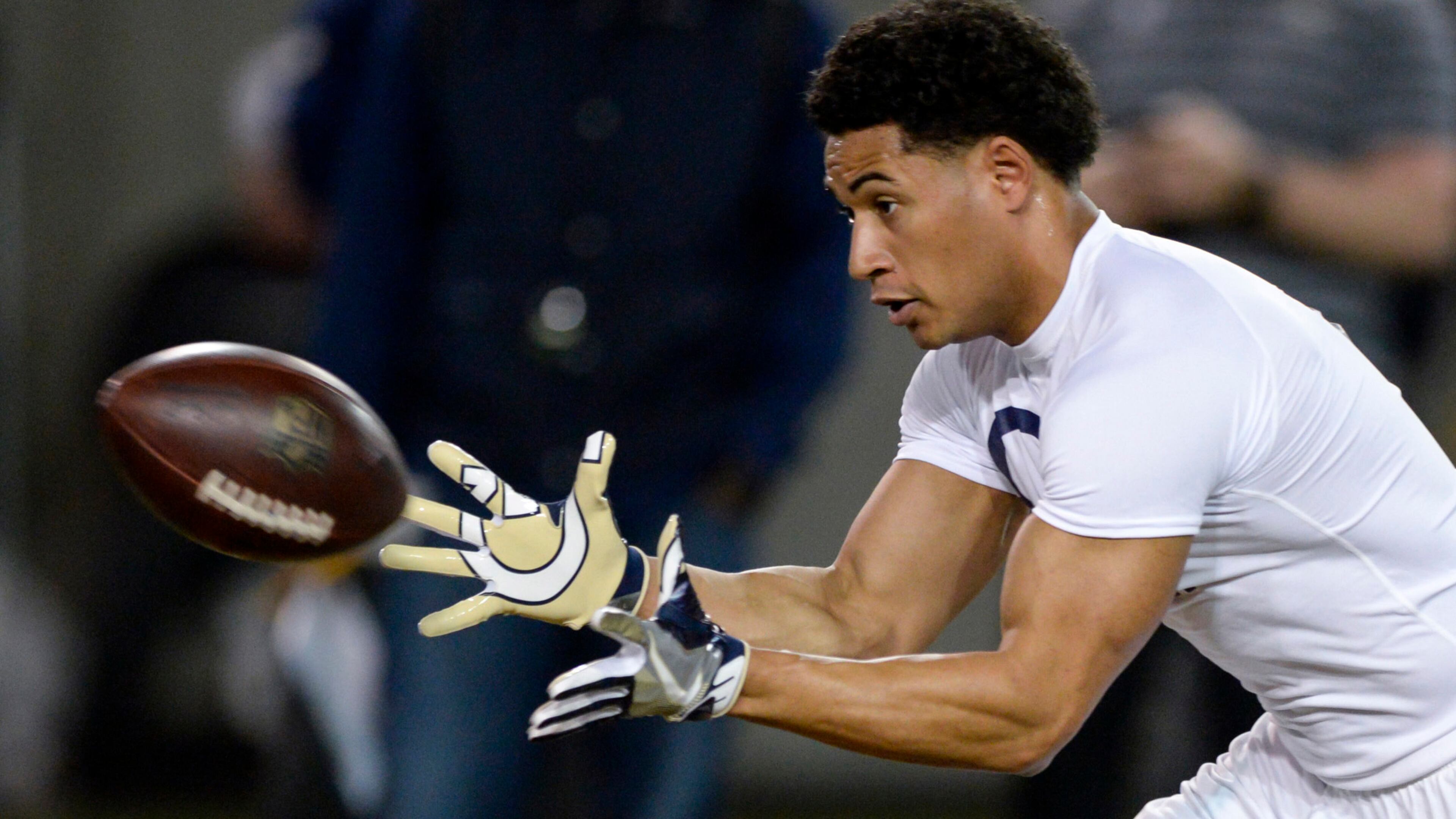 March 17, 2017, Atlanta - Former Georgia Tech quarterback Justin Thomas (5) catches the ball during a drill during Pro Day at the Georgia Tech Mary R. & John F. Brock practice facility in Atlanta, Georgia, on Friday, March 17, 2017. (DAVID BARNES / SPECIAL)