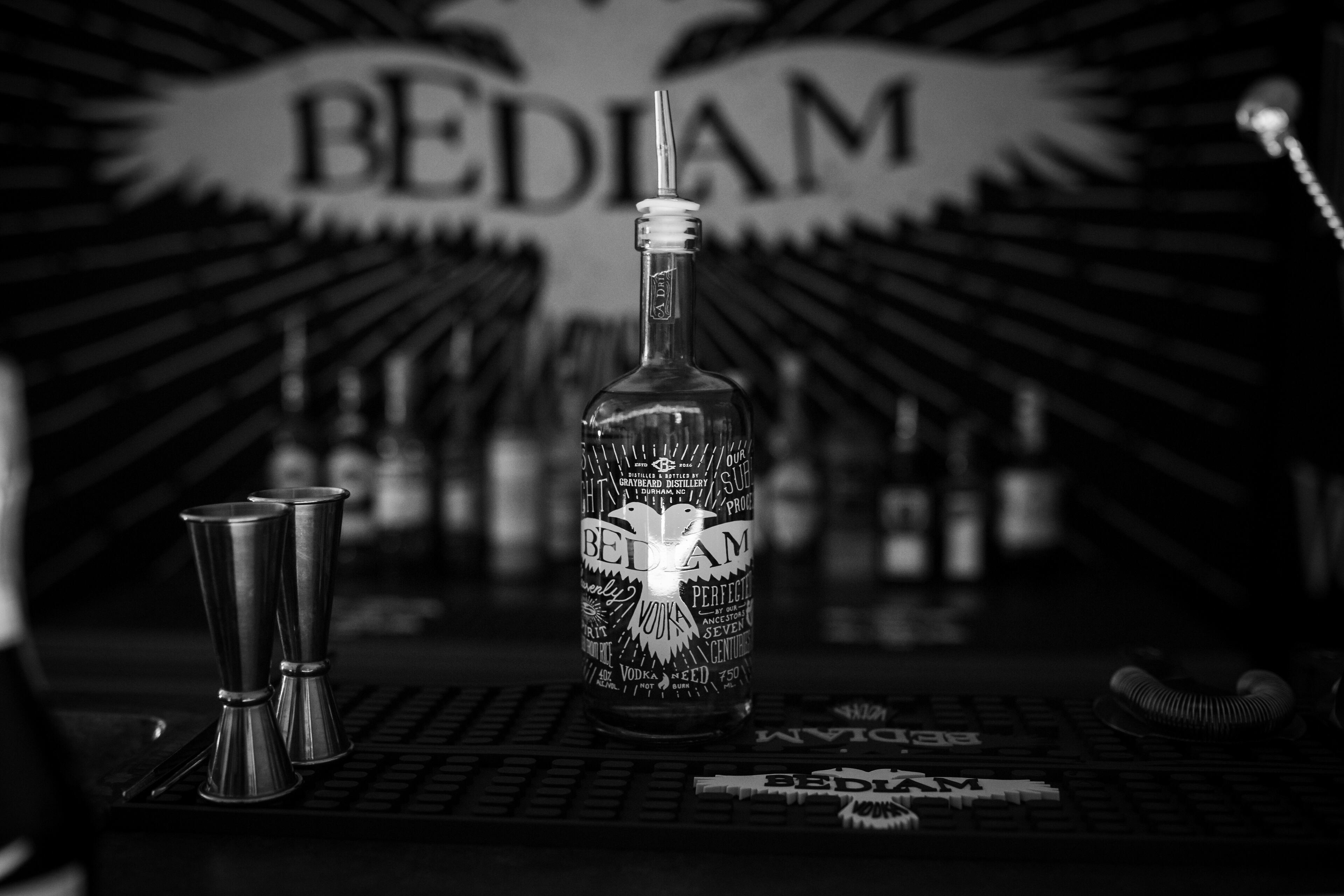 Bedlam vodka is made from distilled long-grain rice.