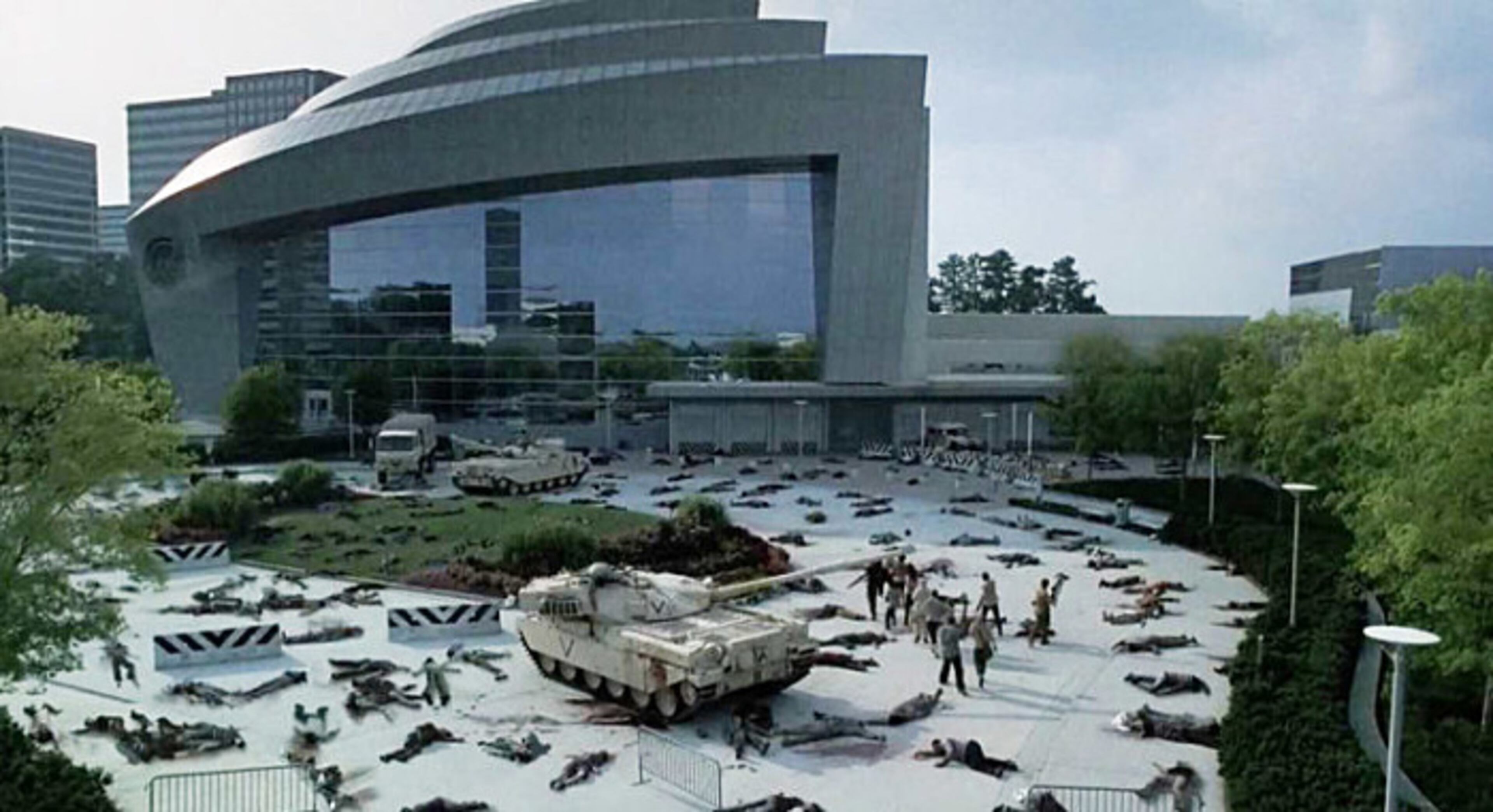 "The Walking Dead" is filmed in many areas through Atlanta and beyond, including this scene outside the Cobb Energy Performing Arts Centre.