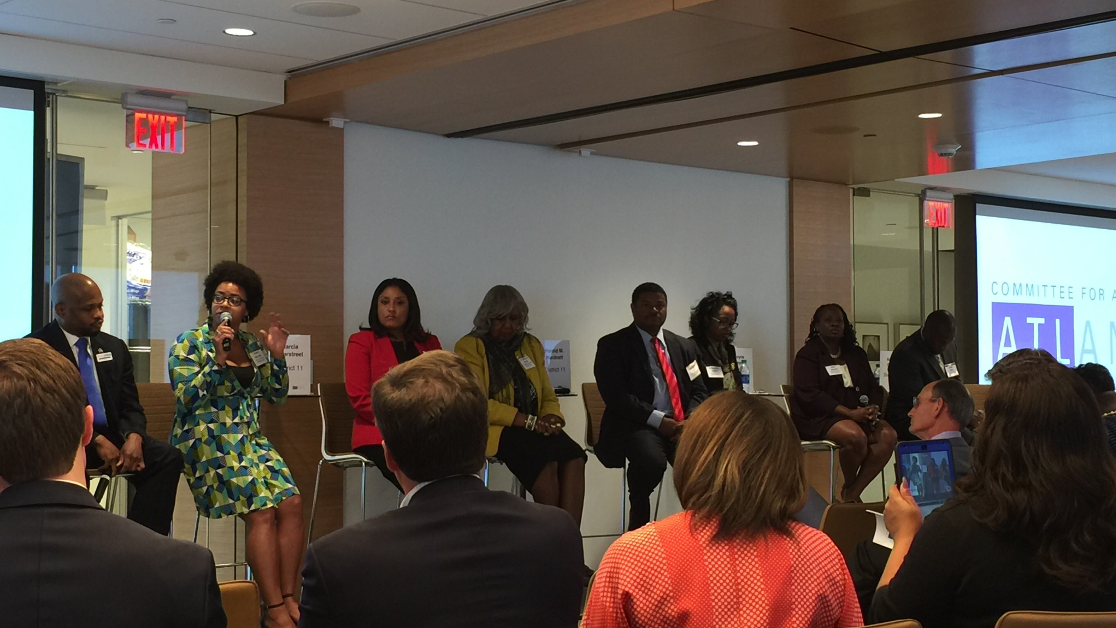 Atlanta City Council candidates take part Monday in Committee for a Better Atlanta candidate forum at Metro Atlanta Chamber. LEON STAFFORD/LSTAFFORD@AJC.COM