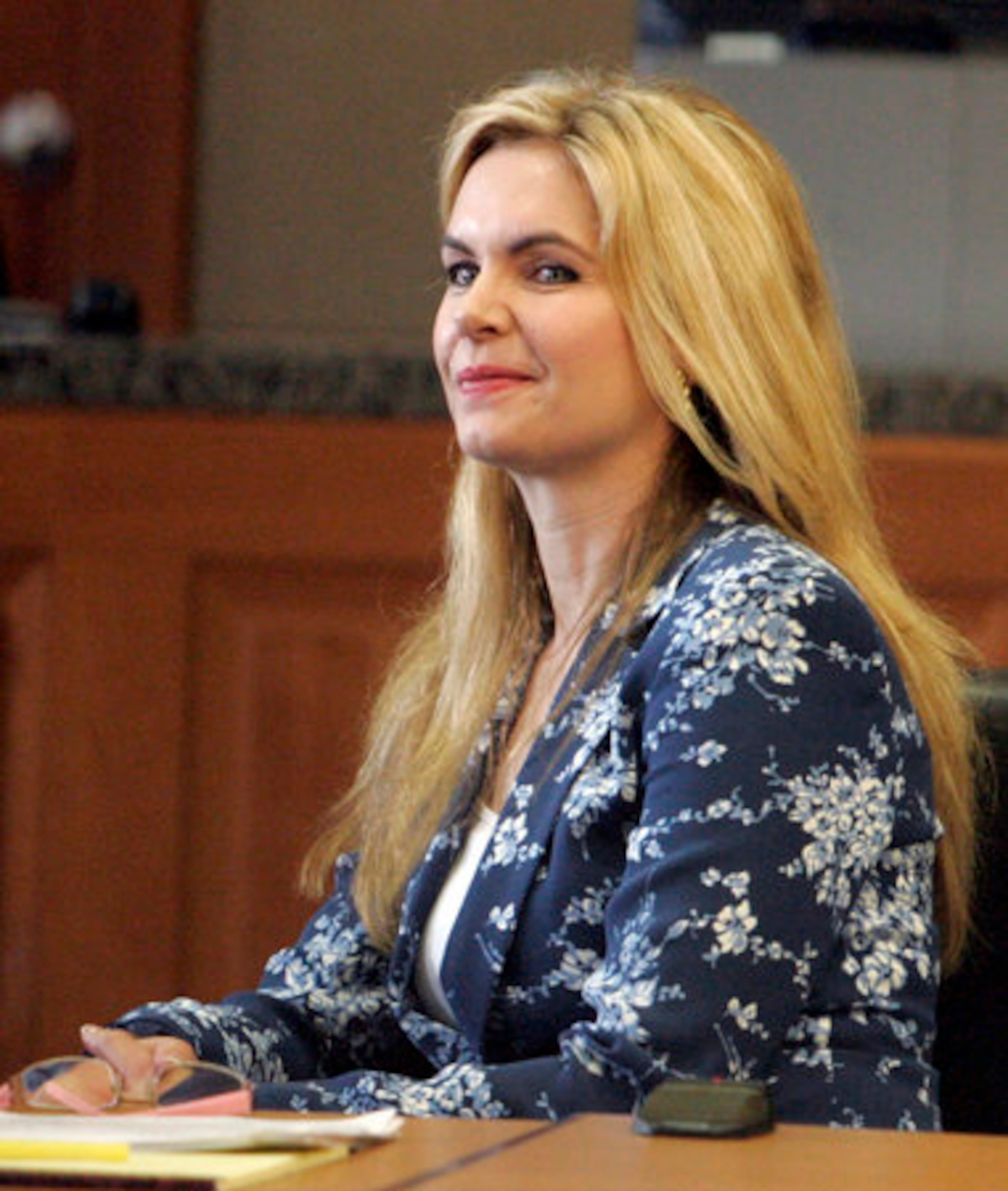 Victoria Osteen sits in court Wednesday during jury selection. Victoria Osteen is co-pastor of Lakewood Church in Houston.