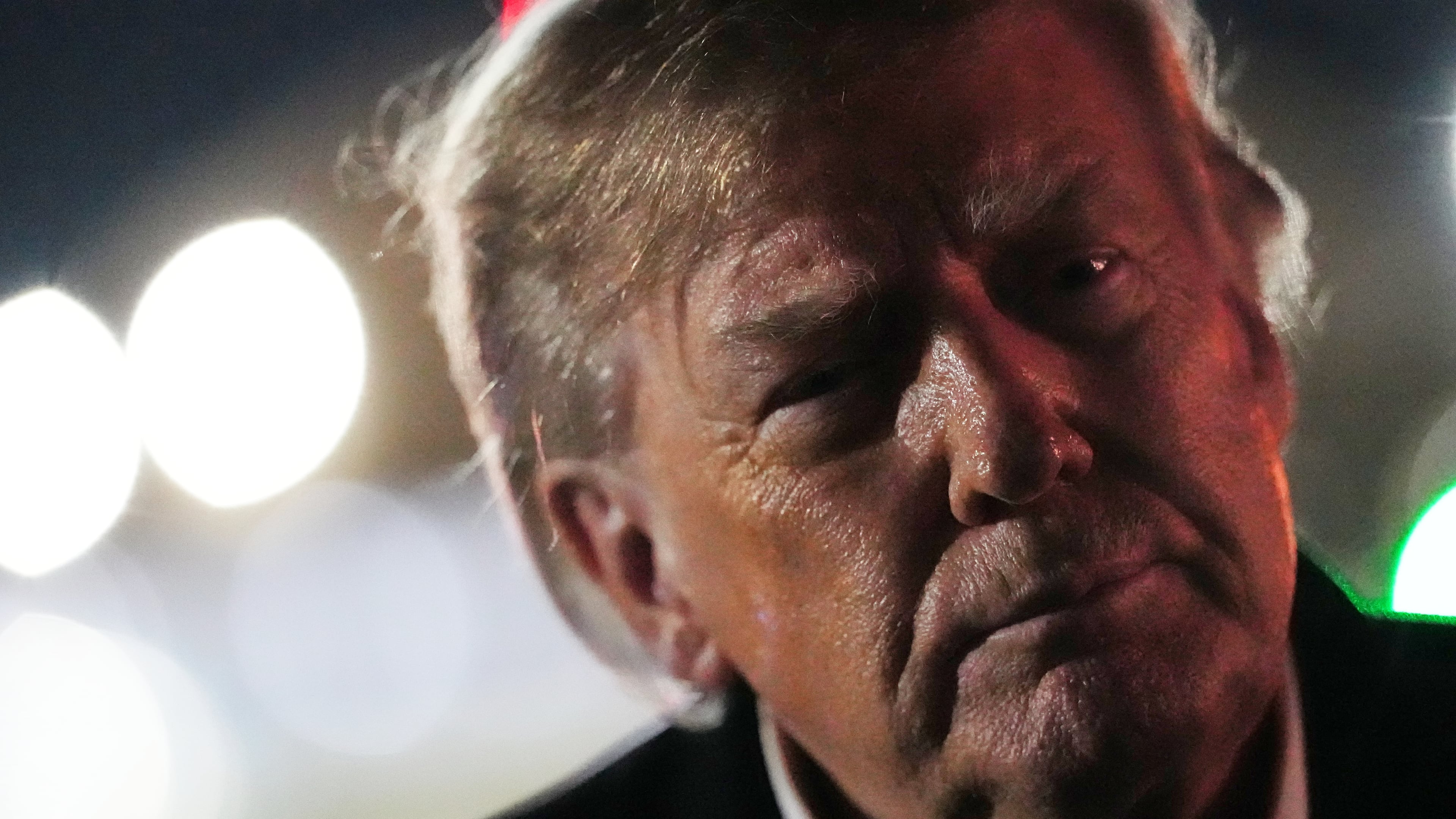 President Donald Trump speaks to reporters after arriving on Air Force One, Wednesday, Oct. 21, 2026, at Joint Base Andrews, Md. (AP Photo/Julia Demaree Nikhinson)