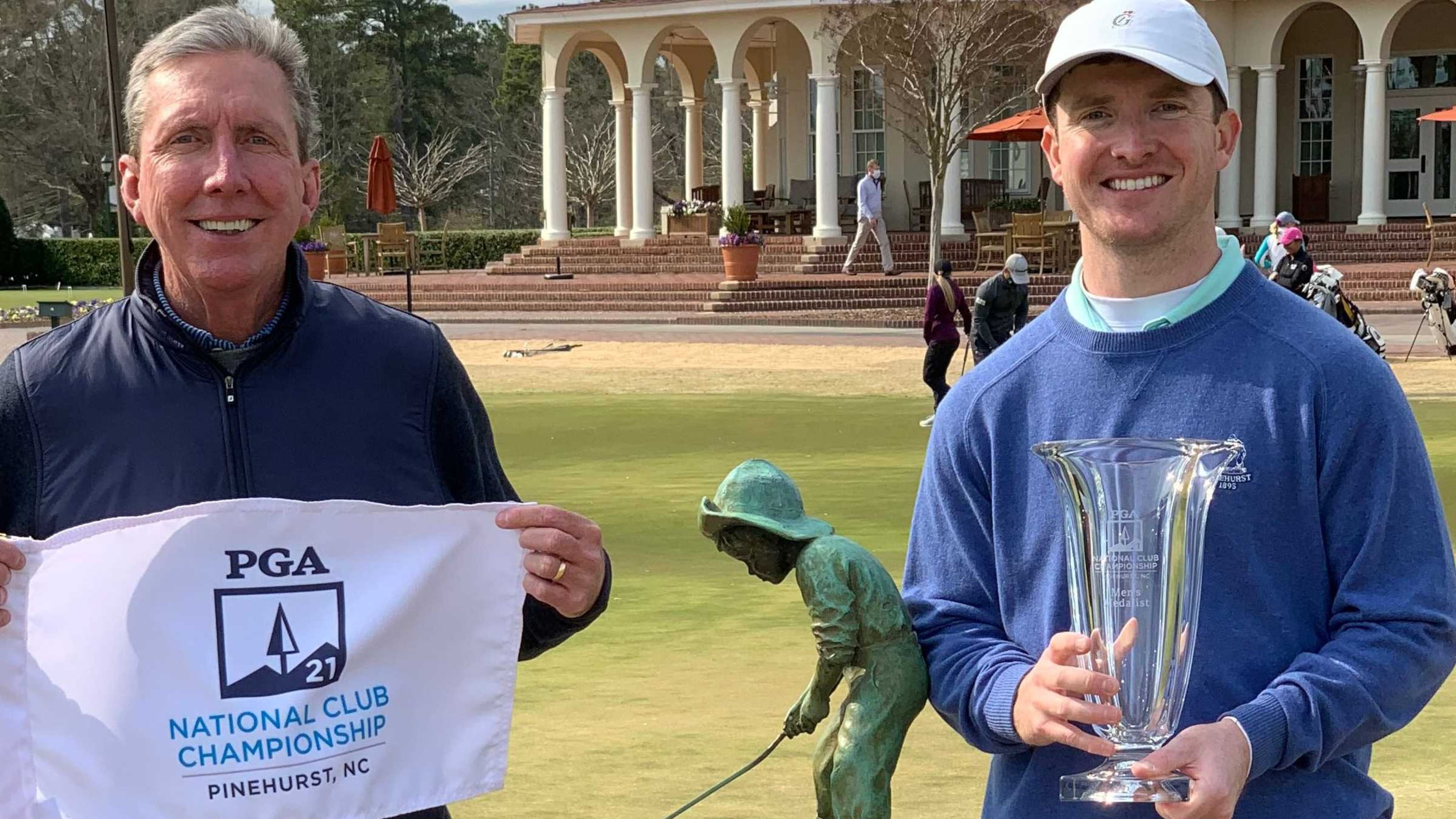 Stephen Behr (right) won the PGA National Club Championship in Pinehurst. Behr, who is a member at The Golf Club of Georgia, had his father, PGA professional Steve Behr, act as caddie for the week.