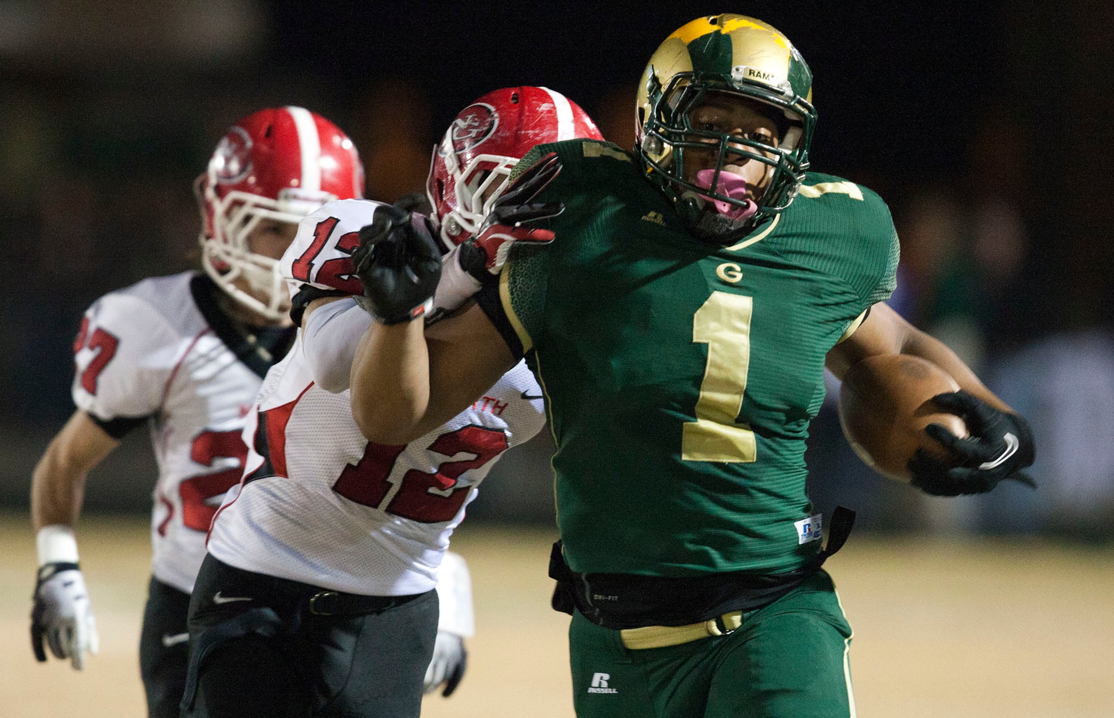 Grayson tailback Robert Nkemdiche turns the corner against the North Gwinnett defense.
