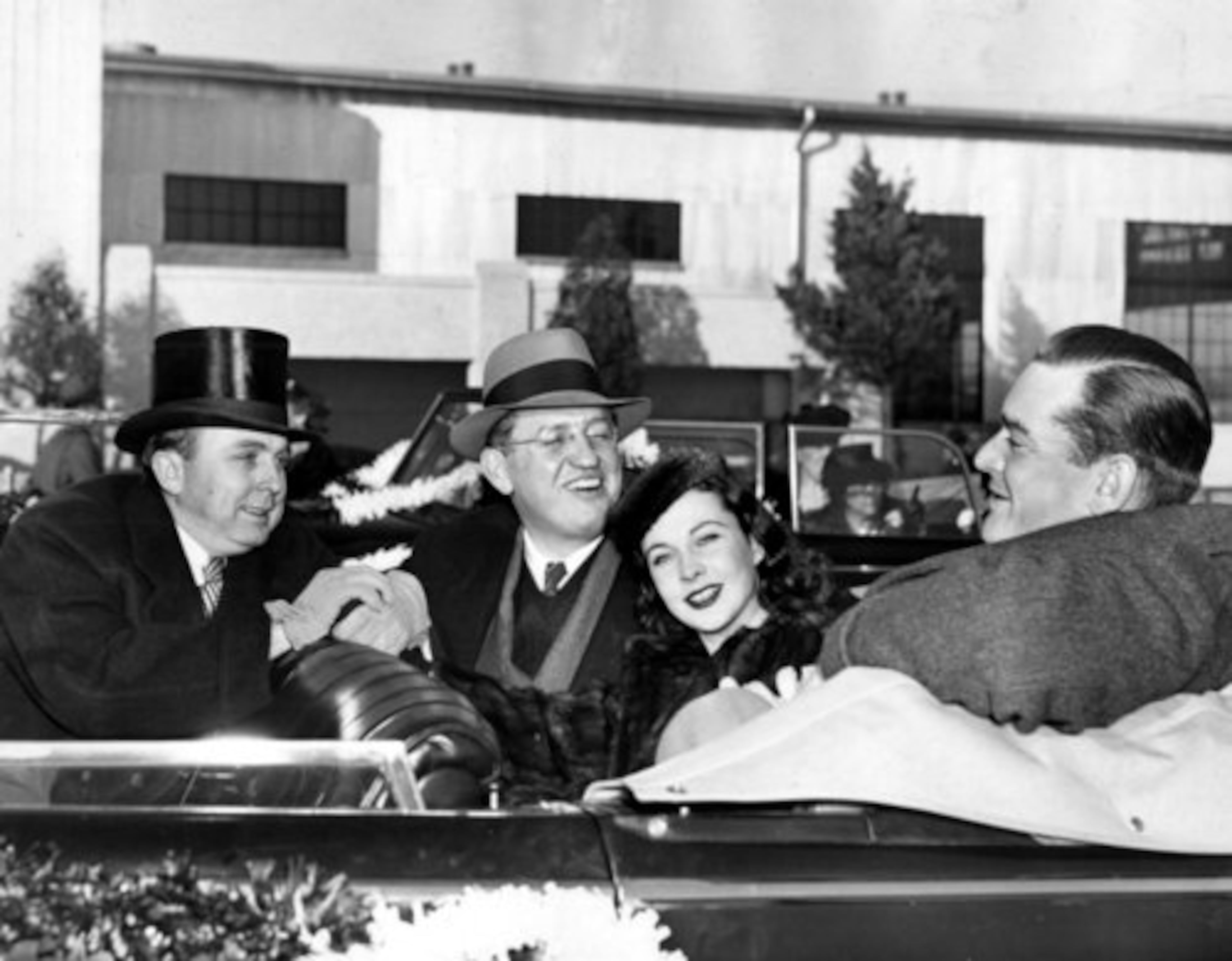 Leigh rides with (from left) Georgia Gov. Ed Rivers, producer David O. Selznick and Jock Whitney, a nationally known financier