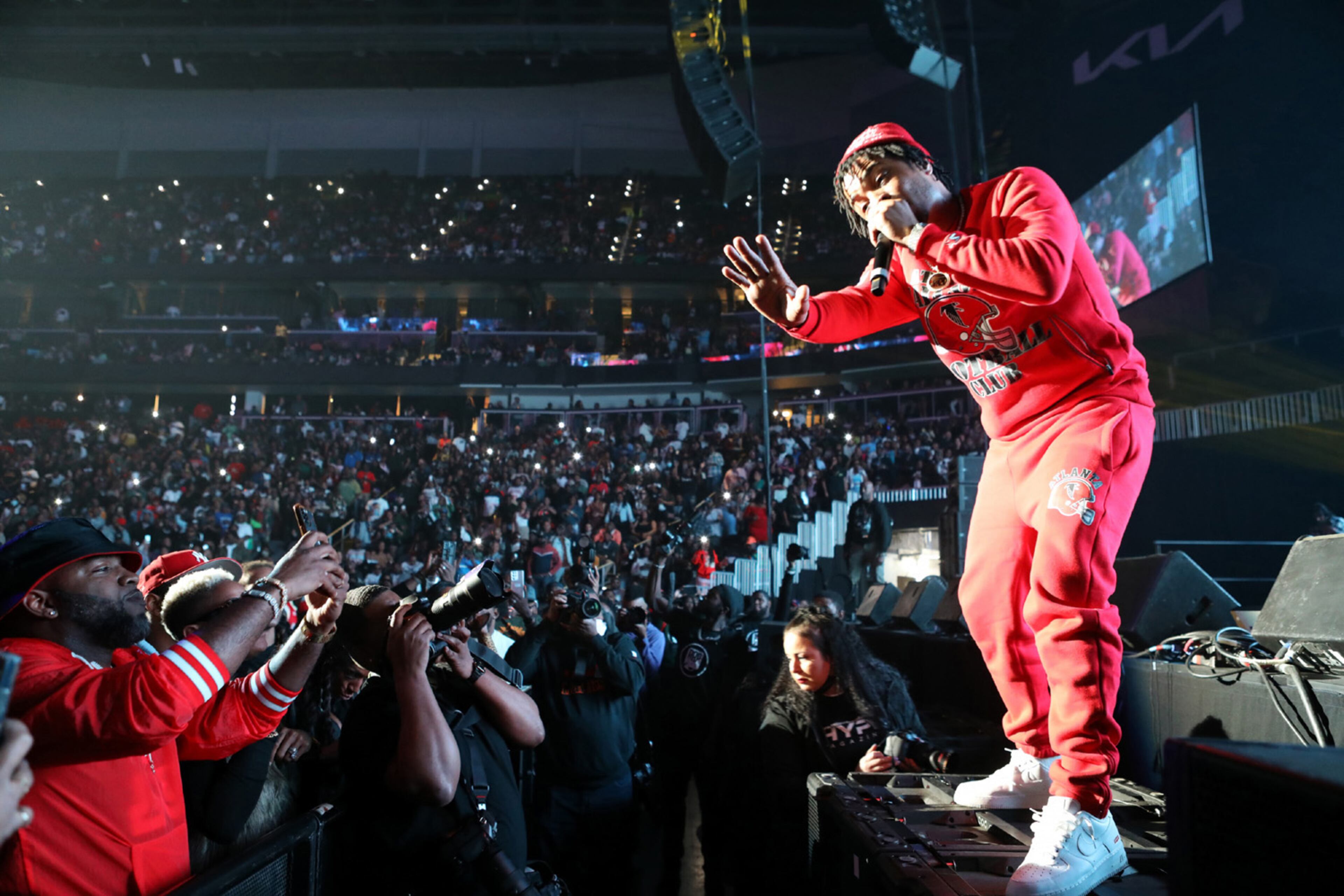 The Legendz of the Streetz Tour rocked sold-out State Farm Arena in Atlanta on Friday, April 1, 2022. The show featured hip-hop stars T.I. (above), Rick Ross, Jeezy, Trina, DJ Drama, Dav3D and D'Myke. (Photo: Robb Cohen for The Atlanta Journal-Constitution)