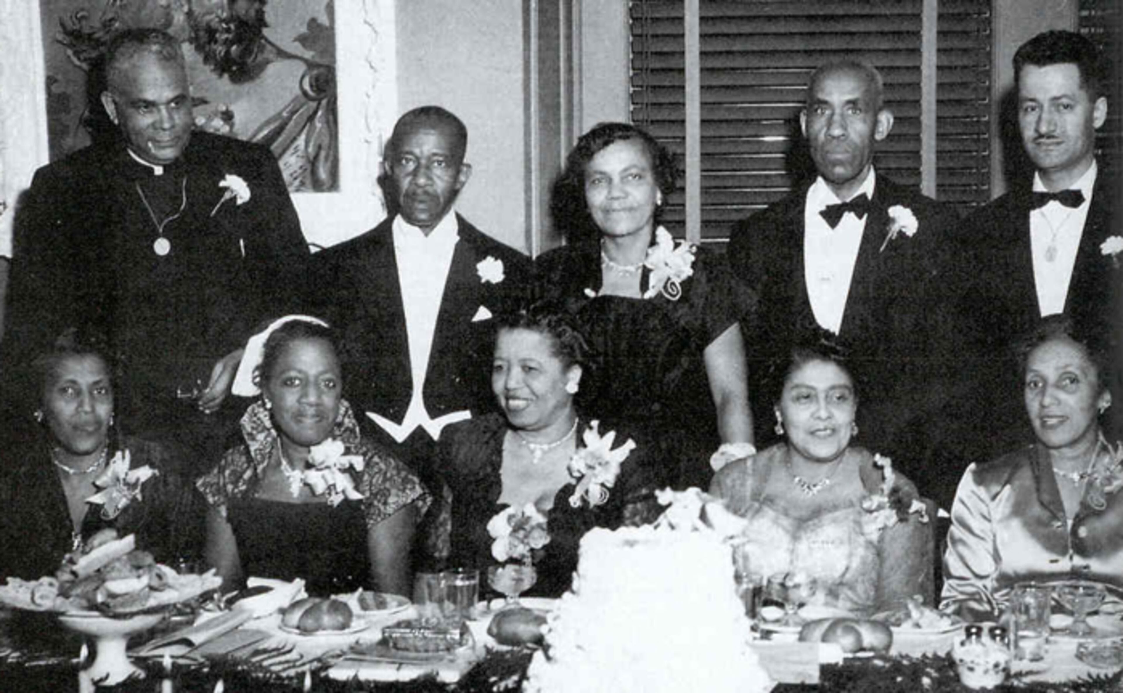 The Founders of Zeta Phi Beta Sorority -- Arizona Cleaver Stemons, Pearl Anna Neal, Myrtle Tyler Faithful, Viola Tyler Goings and Fannie Pettie Watts -- were known as the Five Pearls. In this undated photo, they celebrate their organization with the founders of Phi Beta Sigma Fraternity. The Zetas and Sigmas are the only black Greek organizations that share a constitutionally bond.