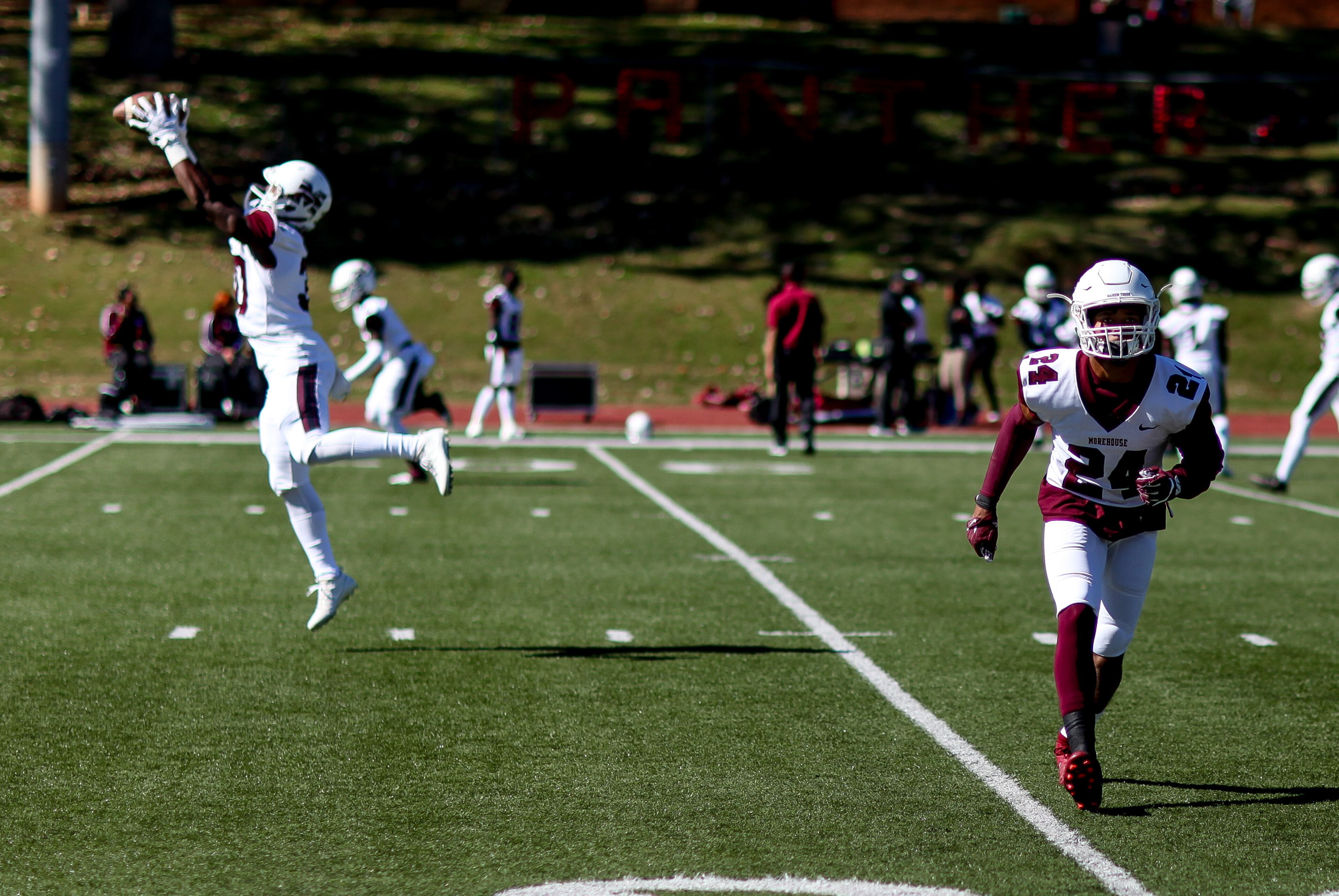 Morehouse Maroon Tigers wide receiver Mandell Ray (24) warms up before a game against against the Clark Atlanta Panthers, Saturday, Nov. 3, 2018, in Atlanta. BRANDEN CAMP/SPECIAL