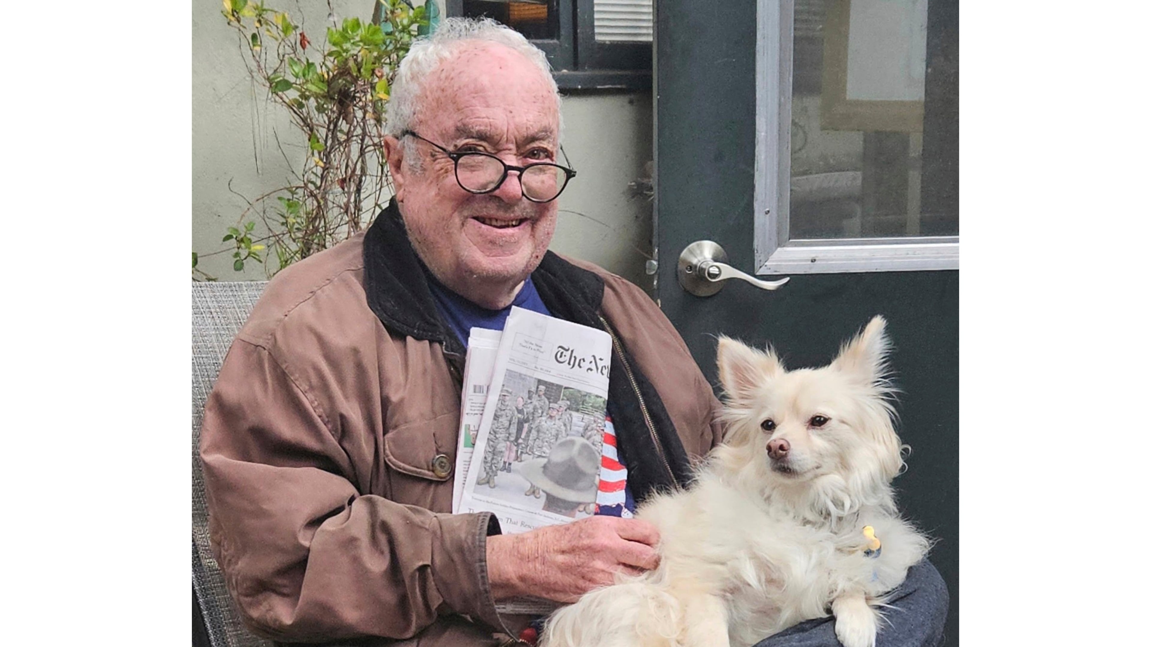 This October 2025 photo provided by Glenn Lippman shows Andy Lippman with his dog, Scout. (Glenn Lippman via AP)