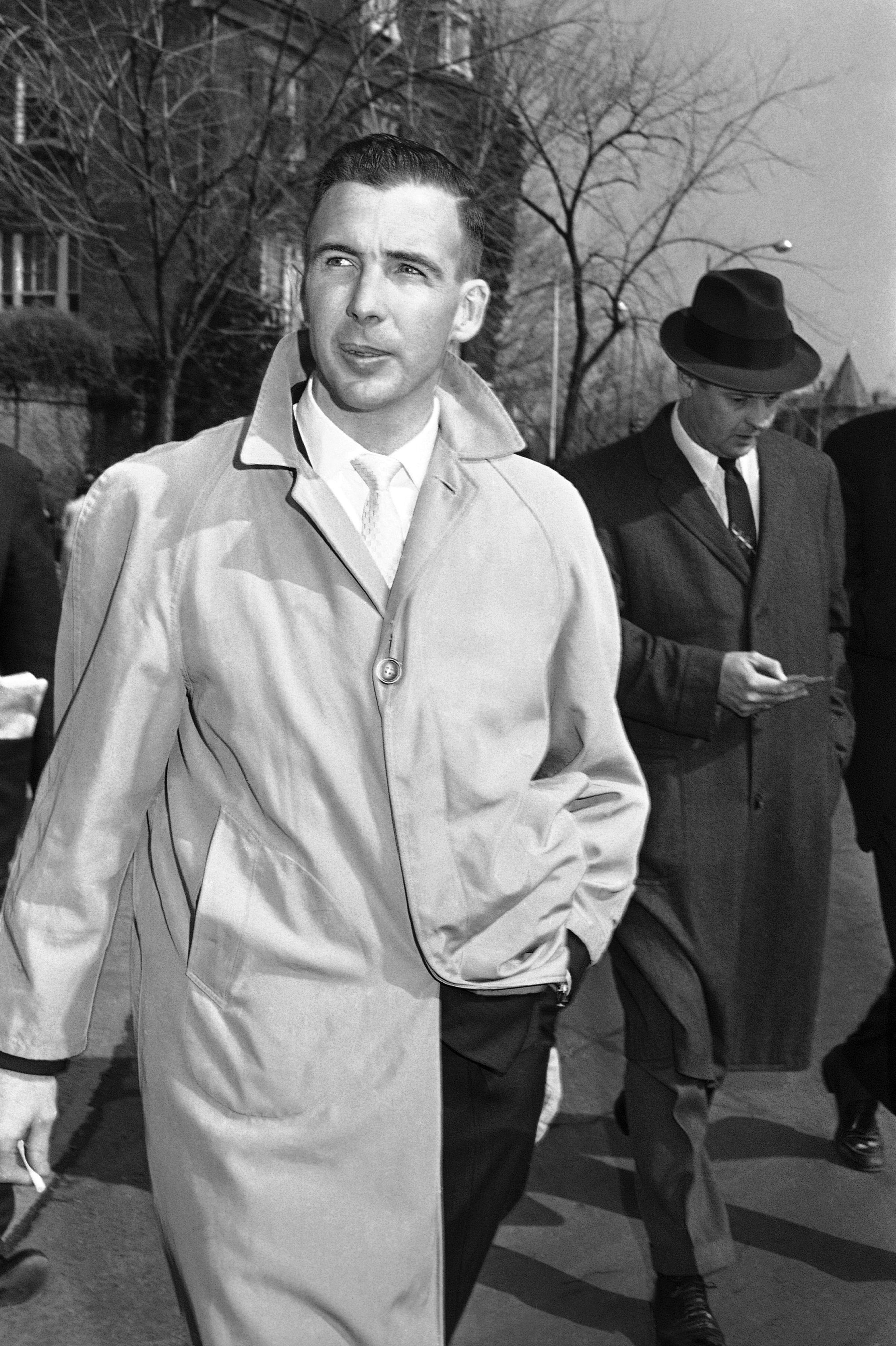 Robert L. Oswald, elder brother of the suspected assassin of the late President John F. Kennedy, after appearing before the presidential commission investigating the assassination, in Washington, D.C., on Feb. 20, 1964 . Robert, who lives in Denton, Tex., is a full brother of Lee Harvey Oswald, the suspected assassin. (AP Photo/William J. Smith)
