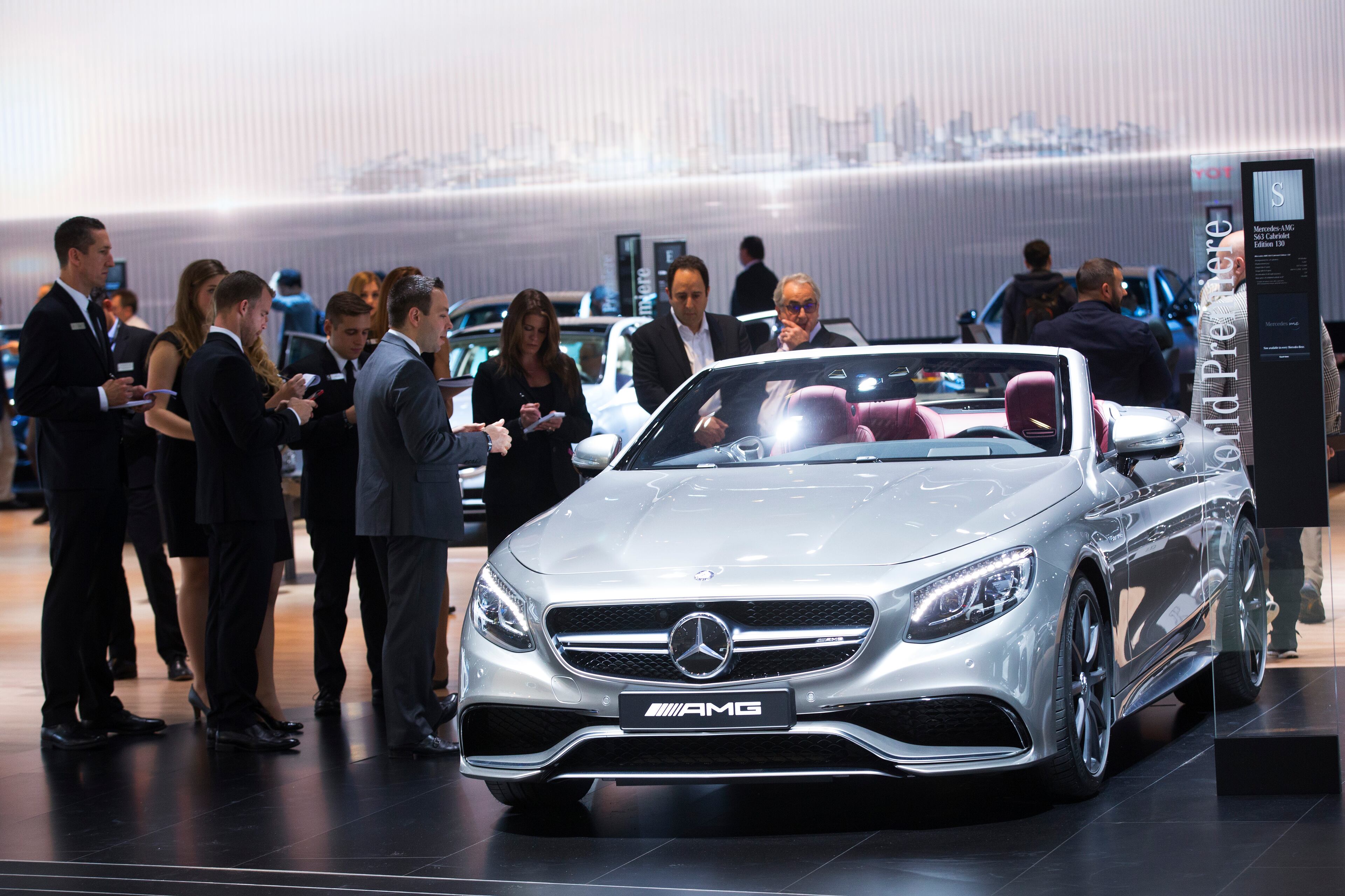 DETROIT, MI - JANUARY 12: A crowd gathers around a new Mercedes AMG S63 at the North American International Auto Show in Detroit, Michigan. Toronto Star/Todd Korol (Todd Korol/Toronto Star via Getty Images)