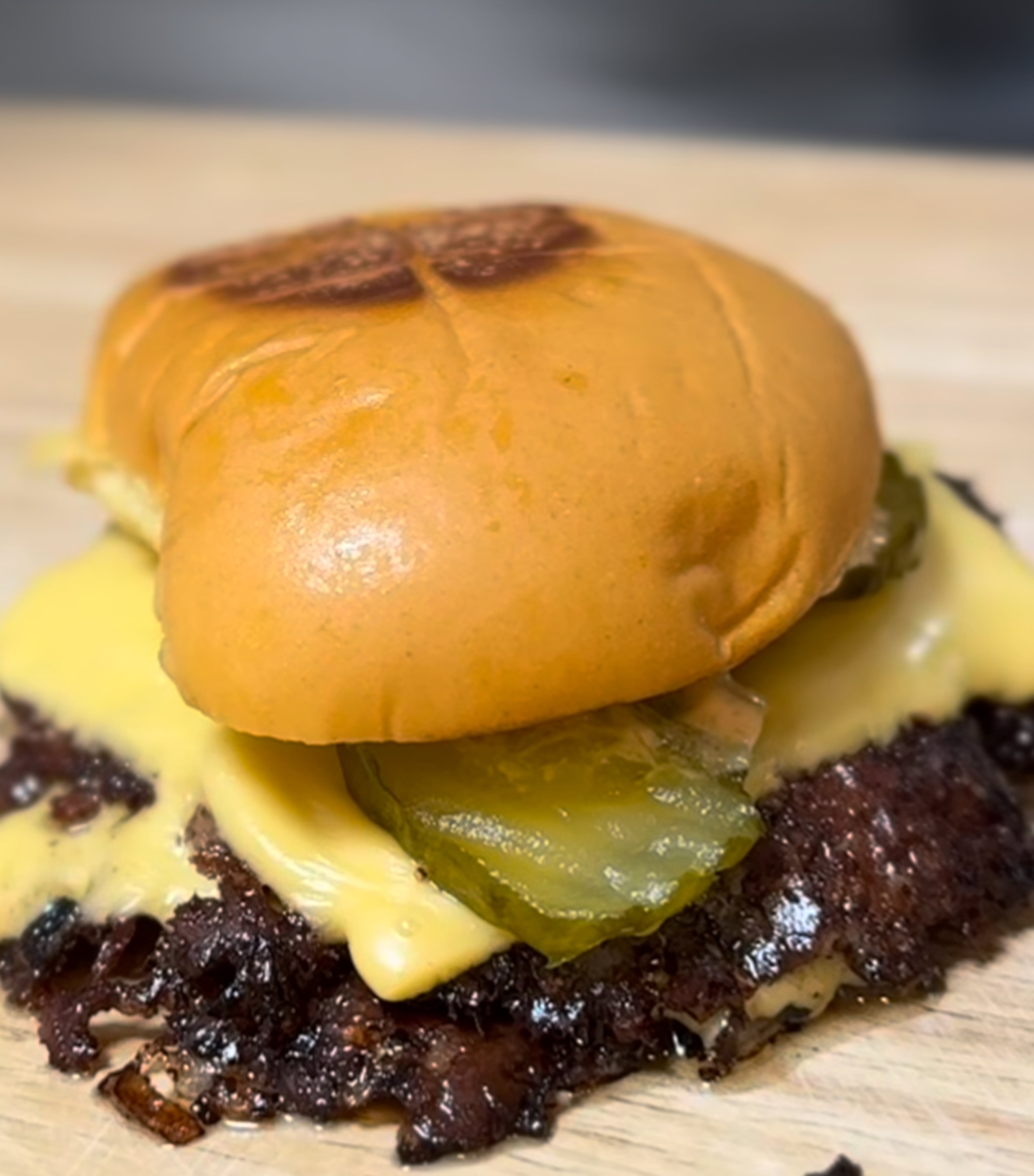 Neighborhood Burger’s double hood smashburger. (Courtesy of Couleen LaGon)