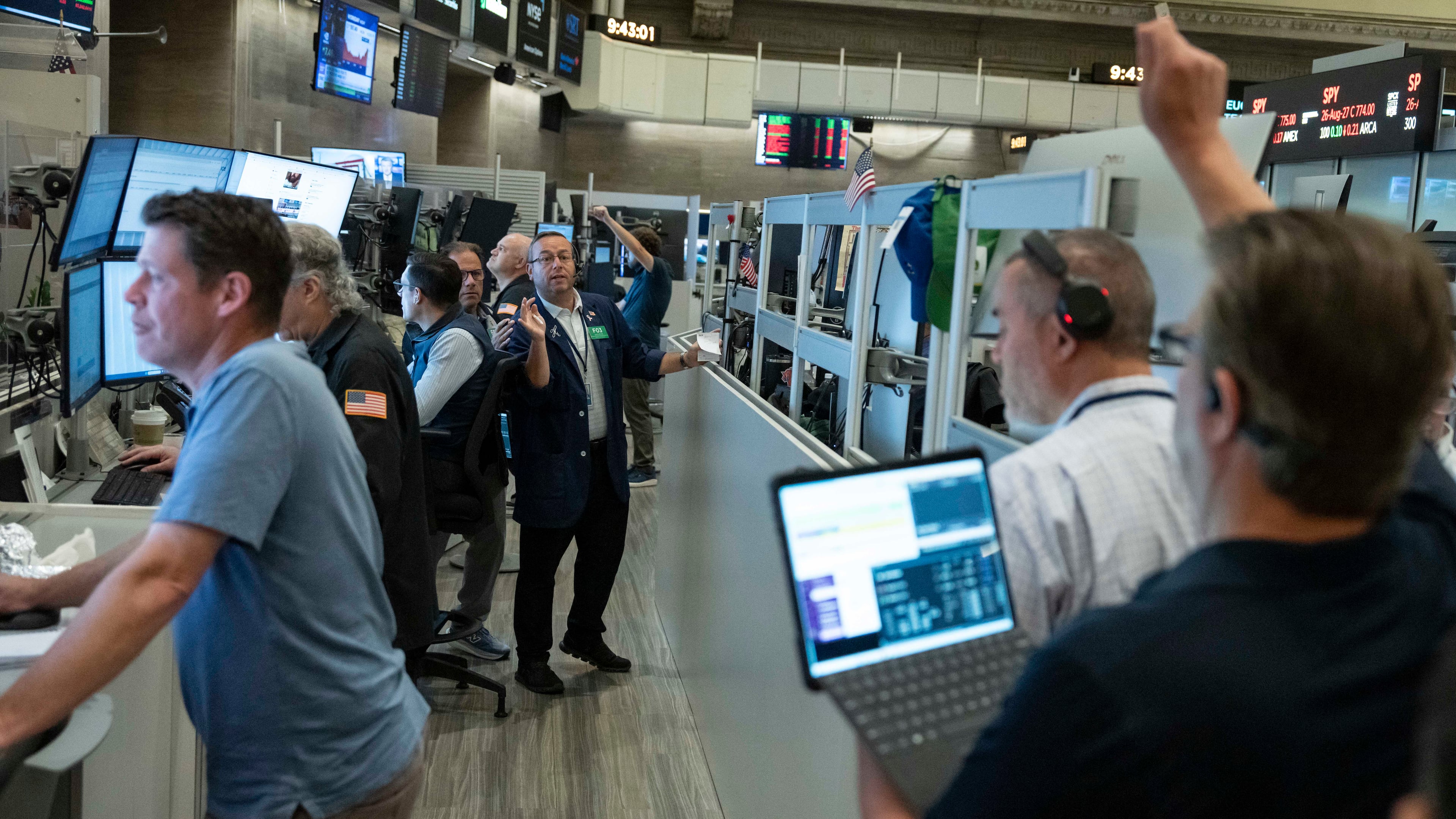 Options trader Matthew Hefter works on the floor of the New York Stock Exchange, Thursday, Aug. 27, 2026, in New York. (AP Photo/Yuki Iwamura)