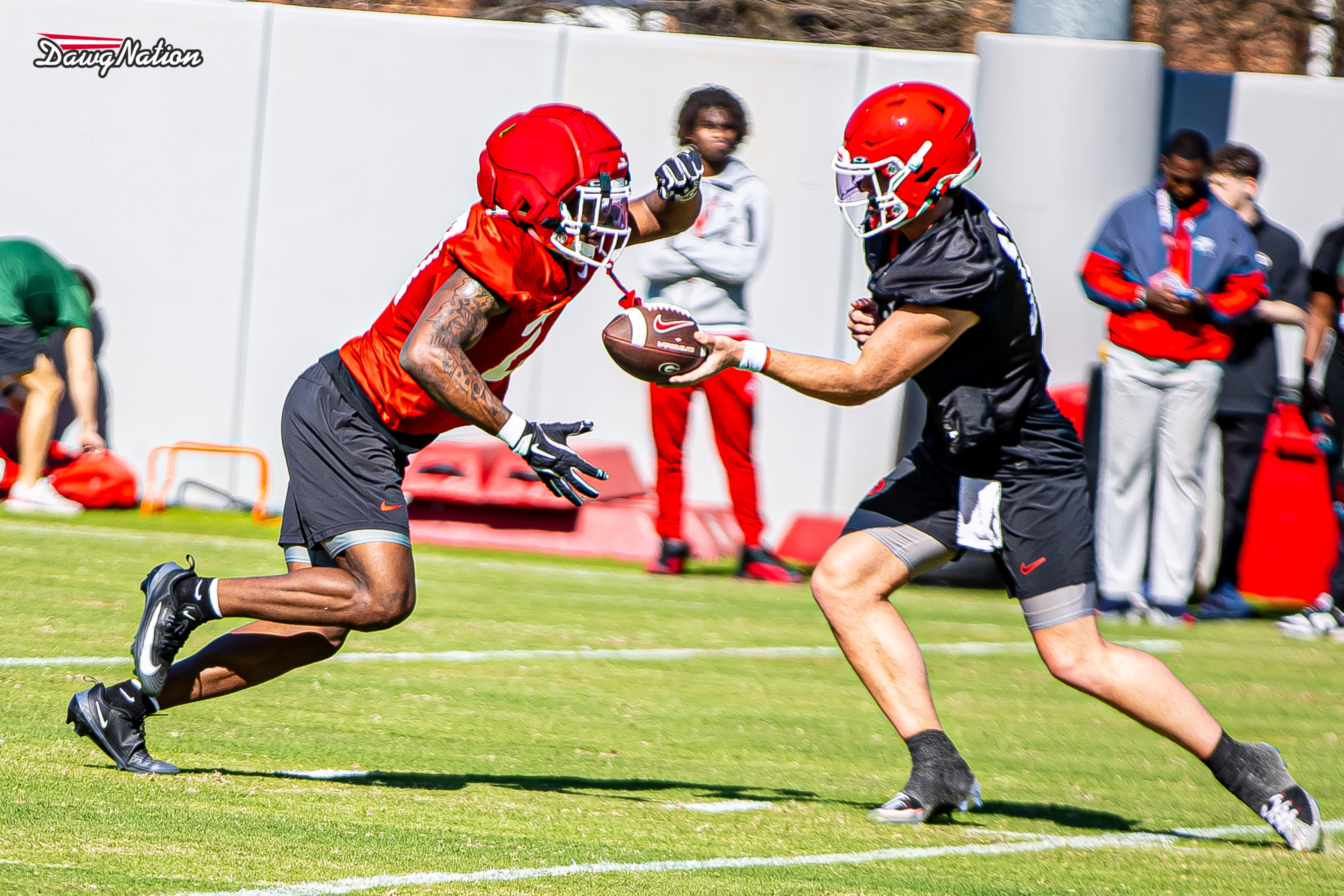 Freshman RB Jae Lamar takes part in the second day of spring practice in Athens, Georgia, on Thursday, March 19, 2026. (DawgNation staff photo)