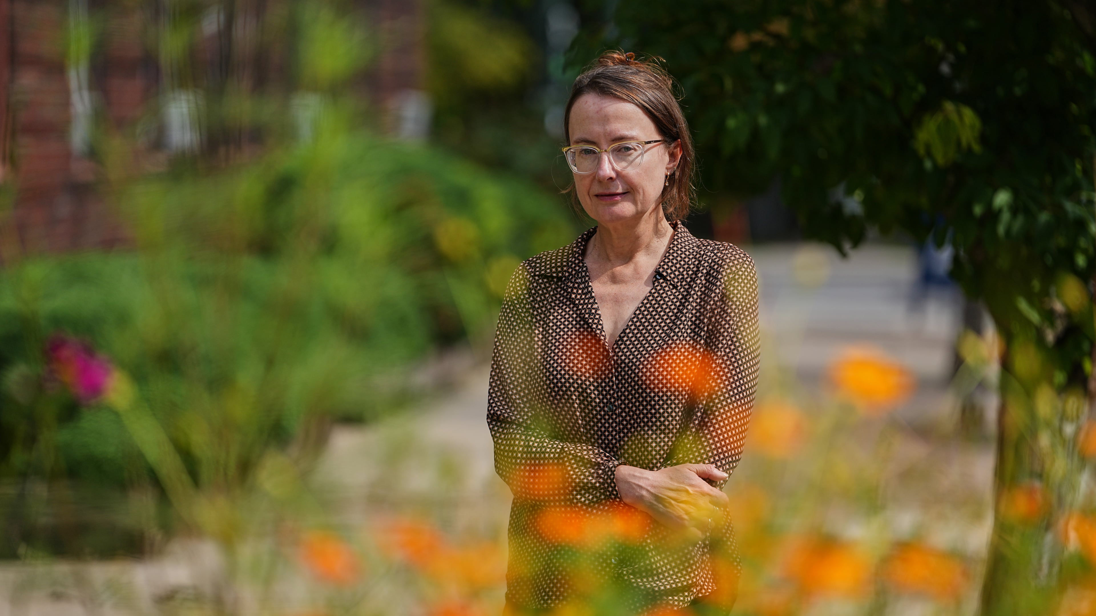 Emily Wilson, professor of classical studies at the University of Pennsylvania, poses for a photo in Philadelphia on Wednesday, Aug. 26, 2026. (AP Photo/Matt Rourke)