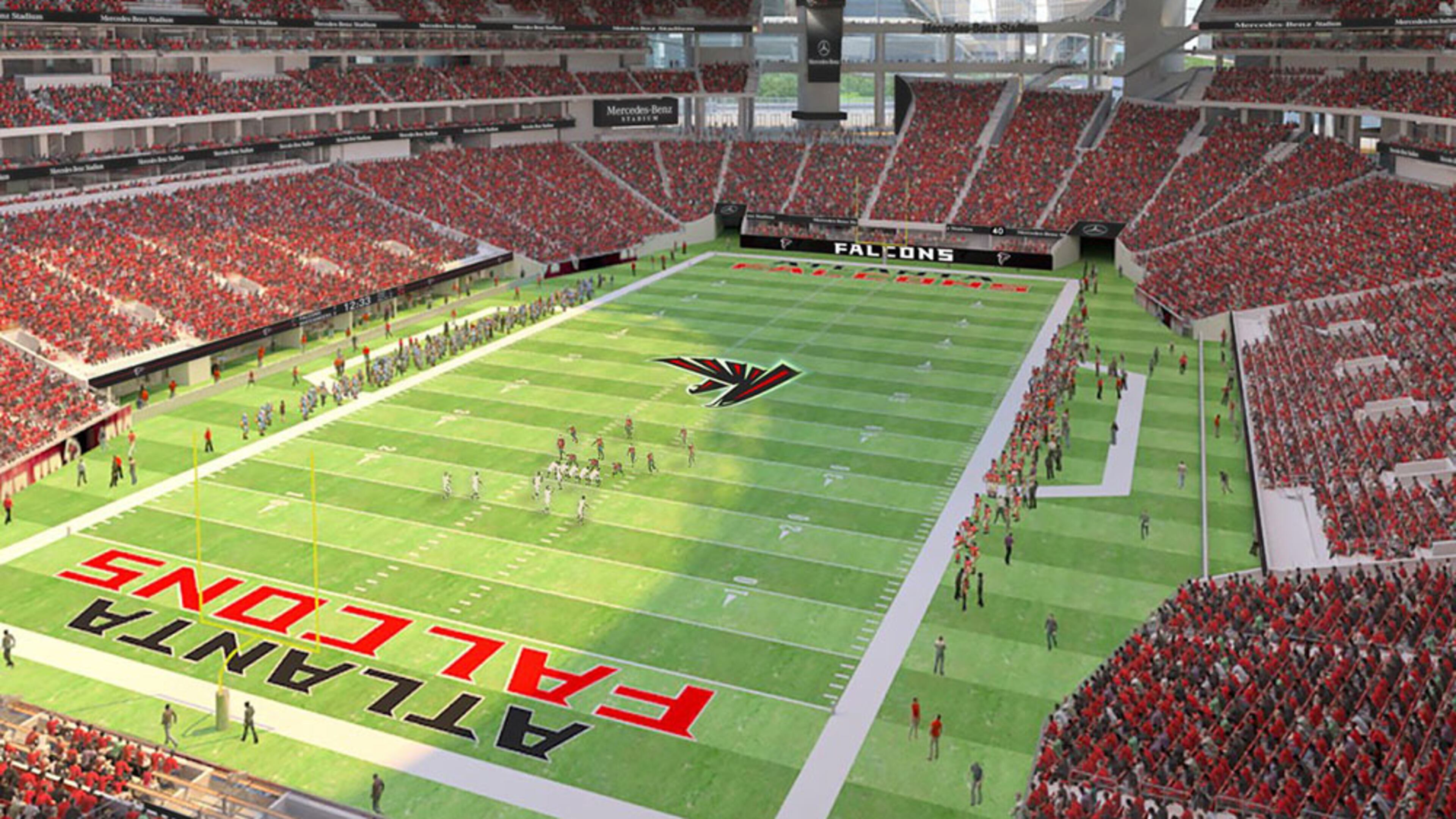Falcons' Mercedez-Benz Stadium will seat 70,000 fans.