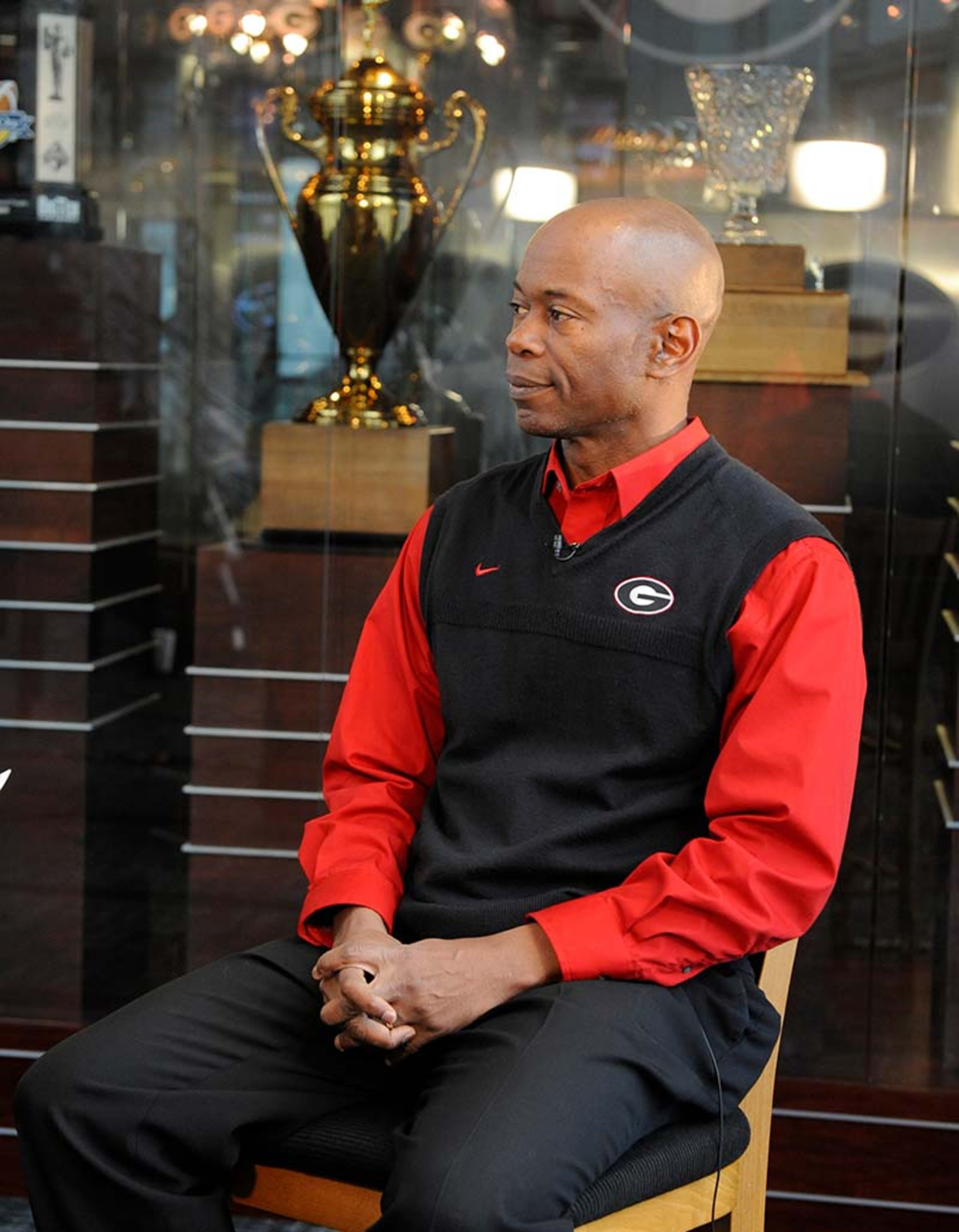 Georgia's track coach Wayne Norton responds to questions during Signing Day festivities at the Butts-Mehre Complex Wednesday in Athens.