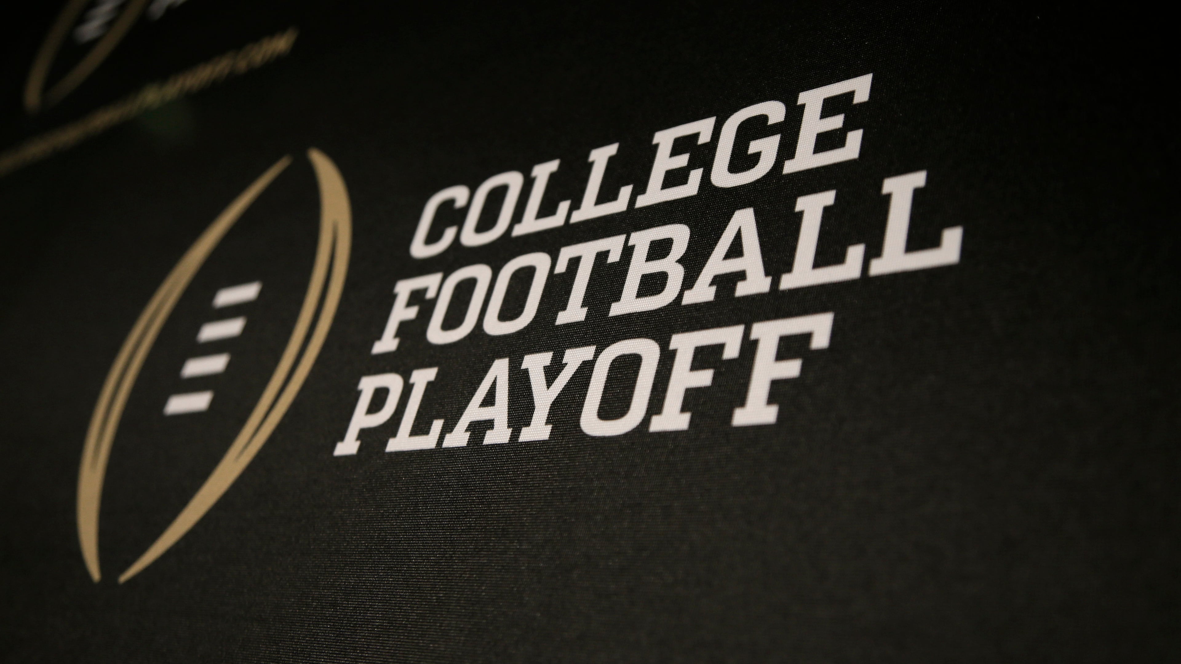 The College Football Playoff logo (AP Photo/Tony Gutierrez)