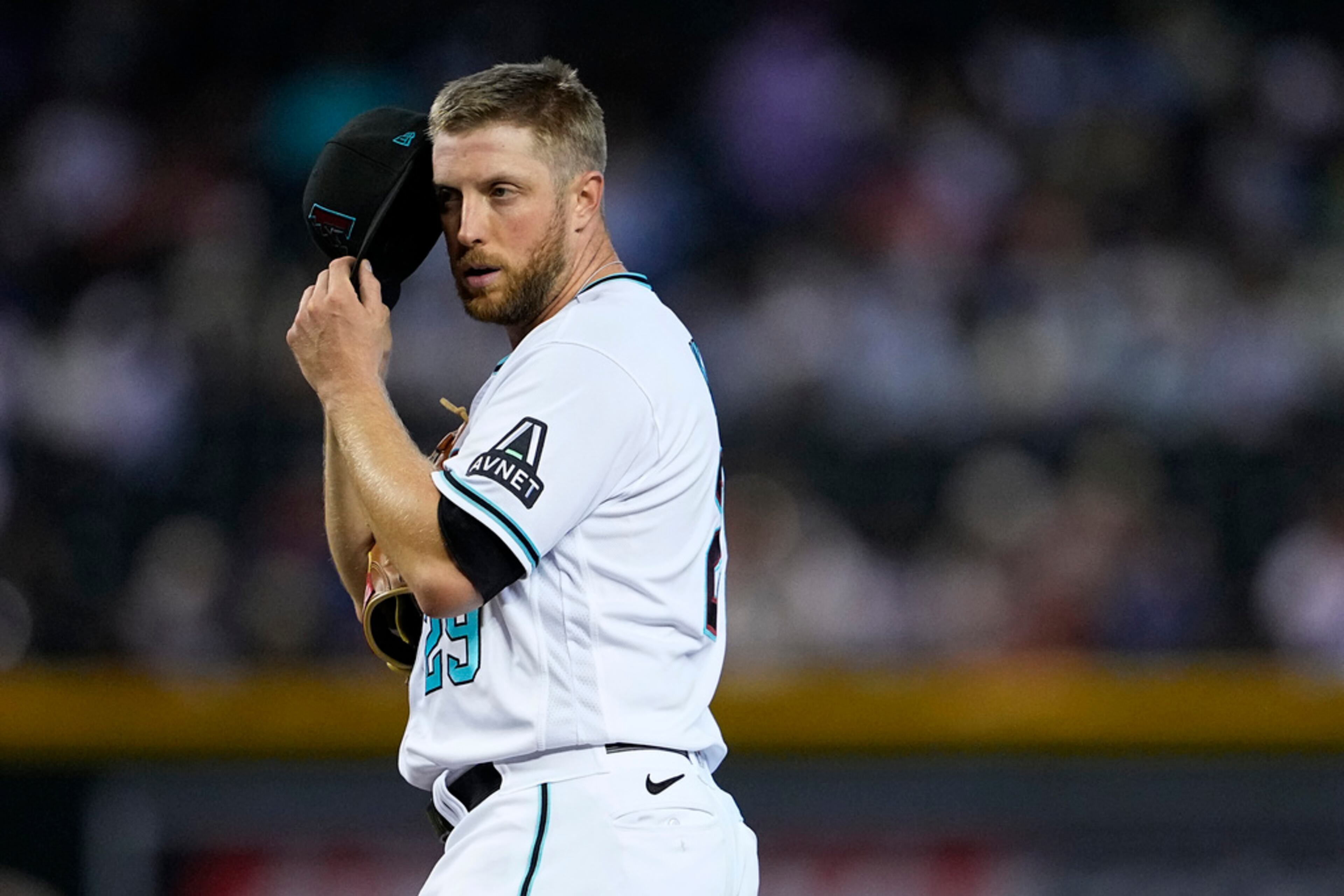 The Arizona Diamondbacks are sponsored by Avnet. (AP Photo/Matt York)