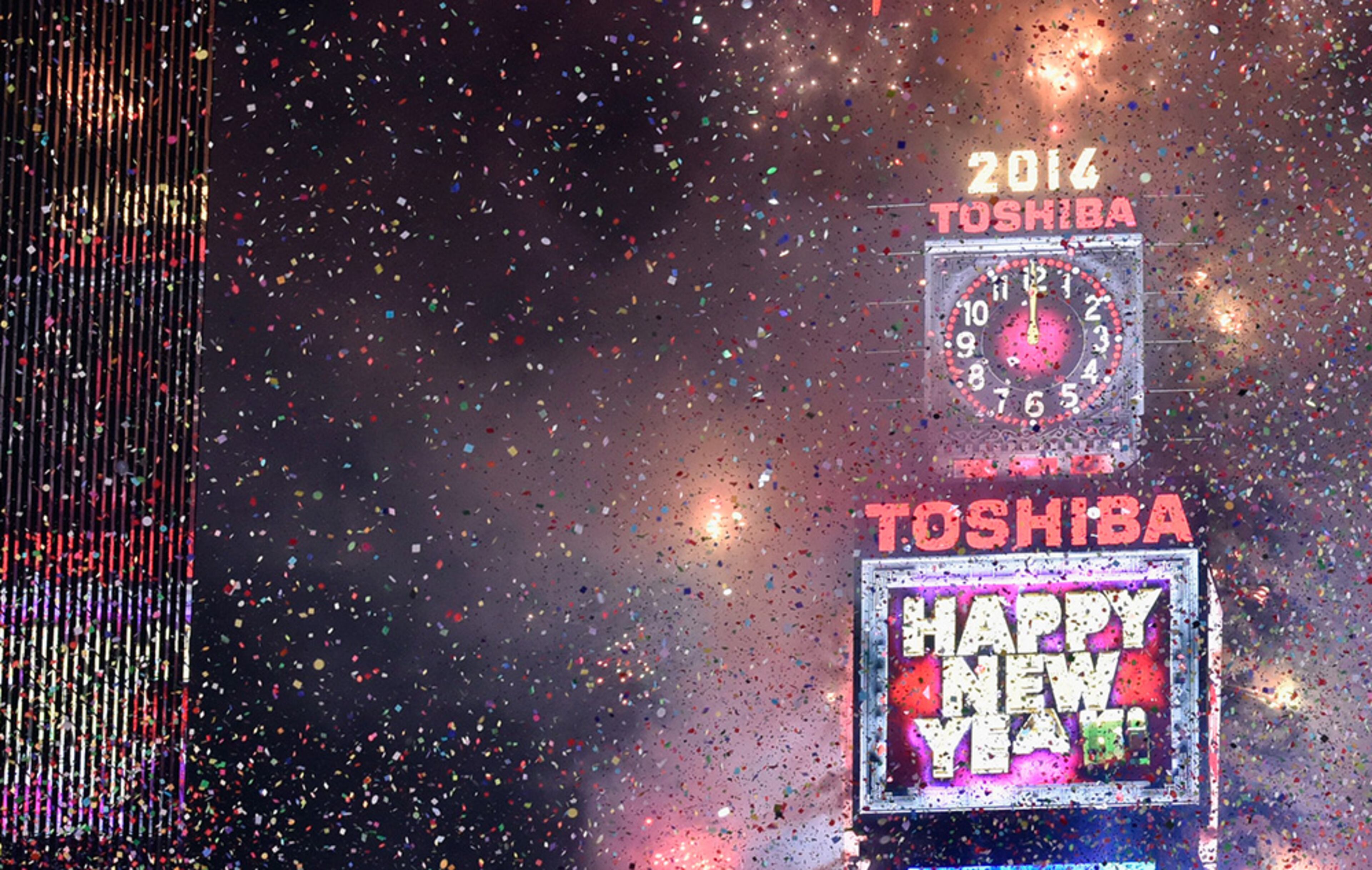 The countdown to 2016 is marked on New York's Times Square Thursday, Dec. 31, 2015.