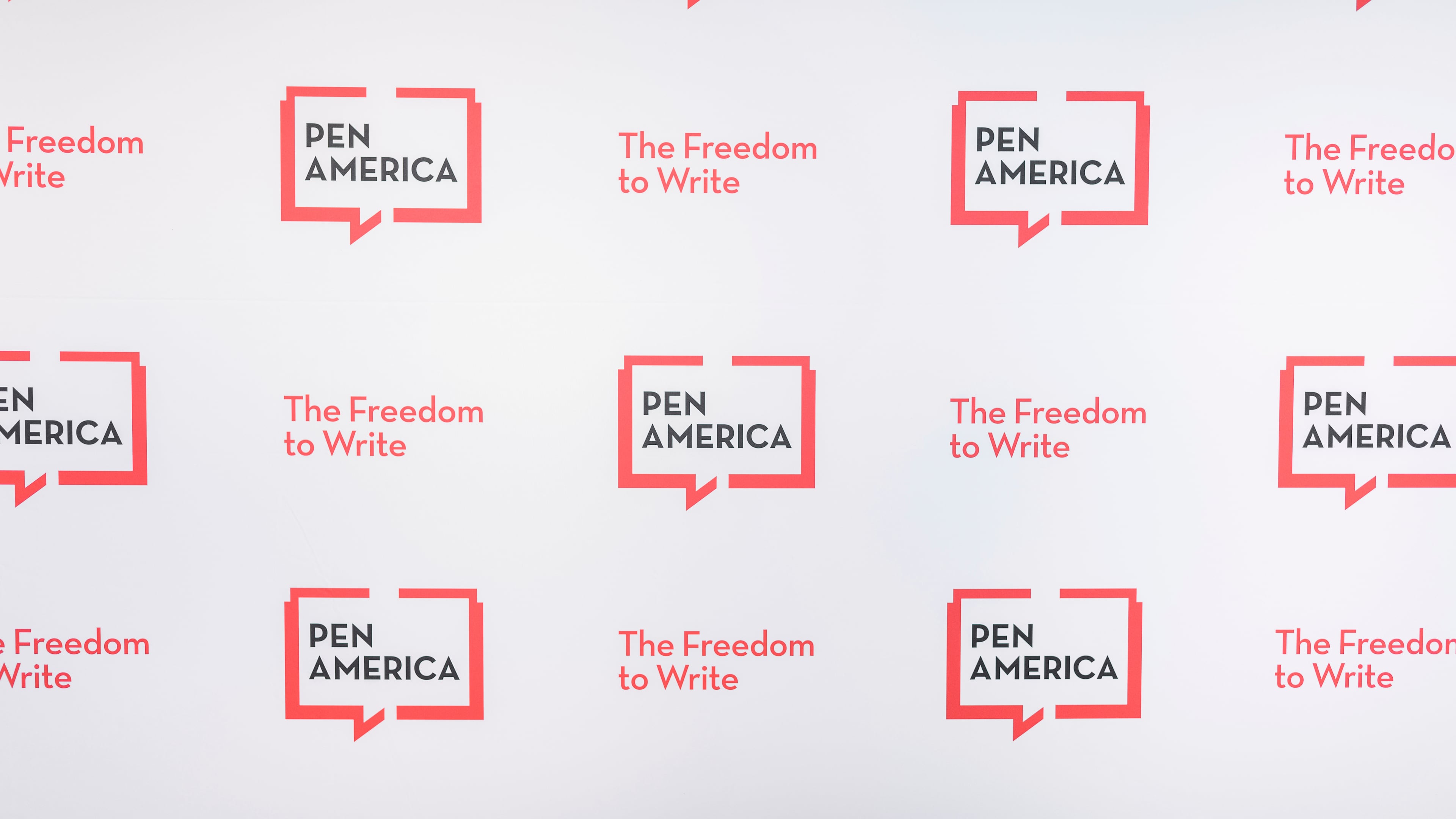 FILE - Signage is displayed at the PEN America Literary Gala, May 16, 2024, in New York. (Photo by Christopher Smith/Invision/AP, File)