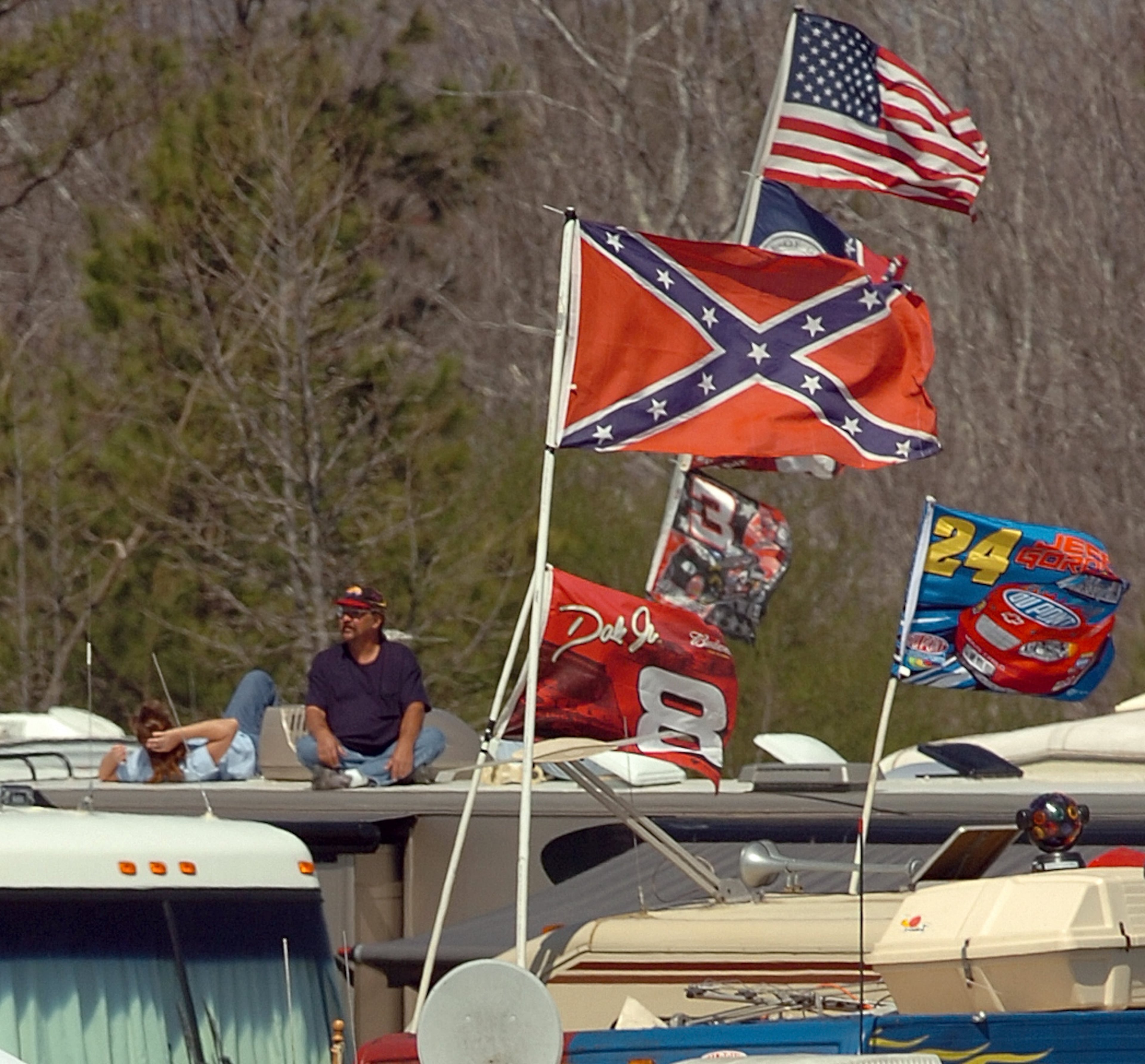 A Confederate flag flies at Atlanta Motor Speedway in 2006. David Tulis/AJC STAFF