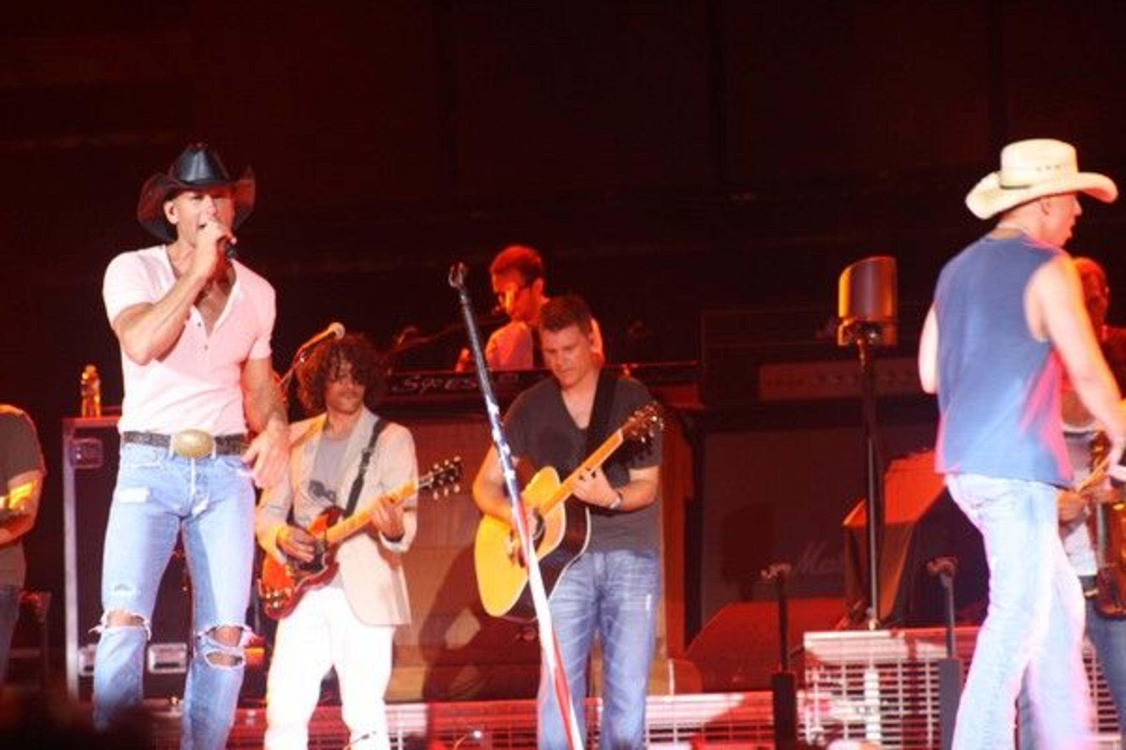Kenny Chesney and Tim McGraw Together on the Brothers of the Sun Tour at Bank of America Stadium Read more: http://www.wkktfm.com/cc-common/gallery/photos.html?album_id=322610#/1/19363188#ixzz1ytYuFhkW