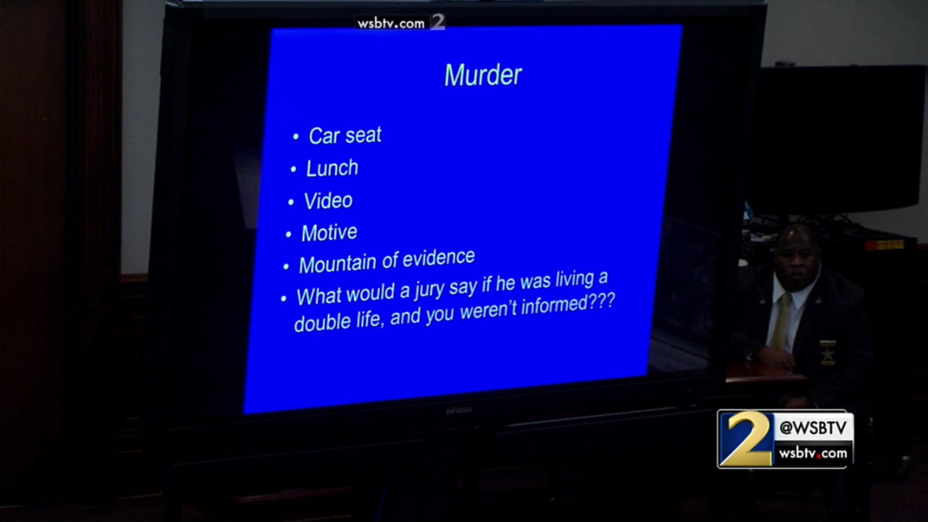 Prosecutor Chuck Boring uses his second closing argument to attack the defense's closing argument during the murder trial of Justin Ross Harris at the Glynn County Courthouse in Brunswick, Ga., on Monday, Nov. 7, 2016. (screen capture via WSB-TV)