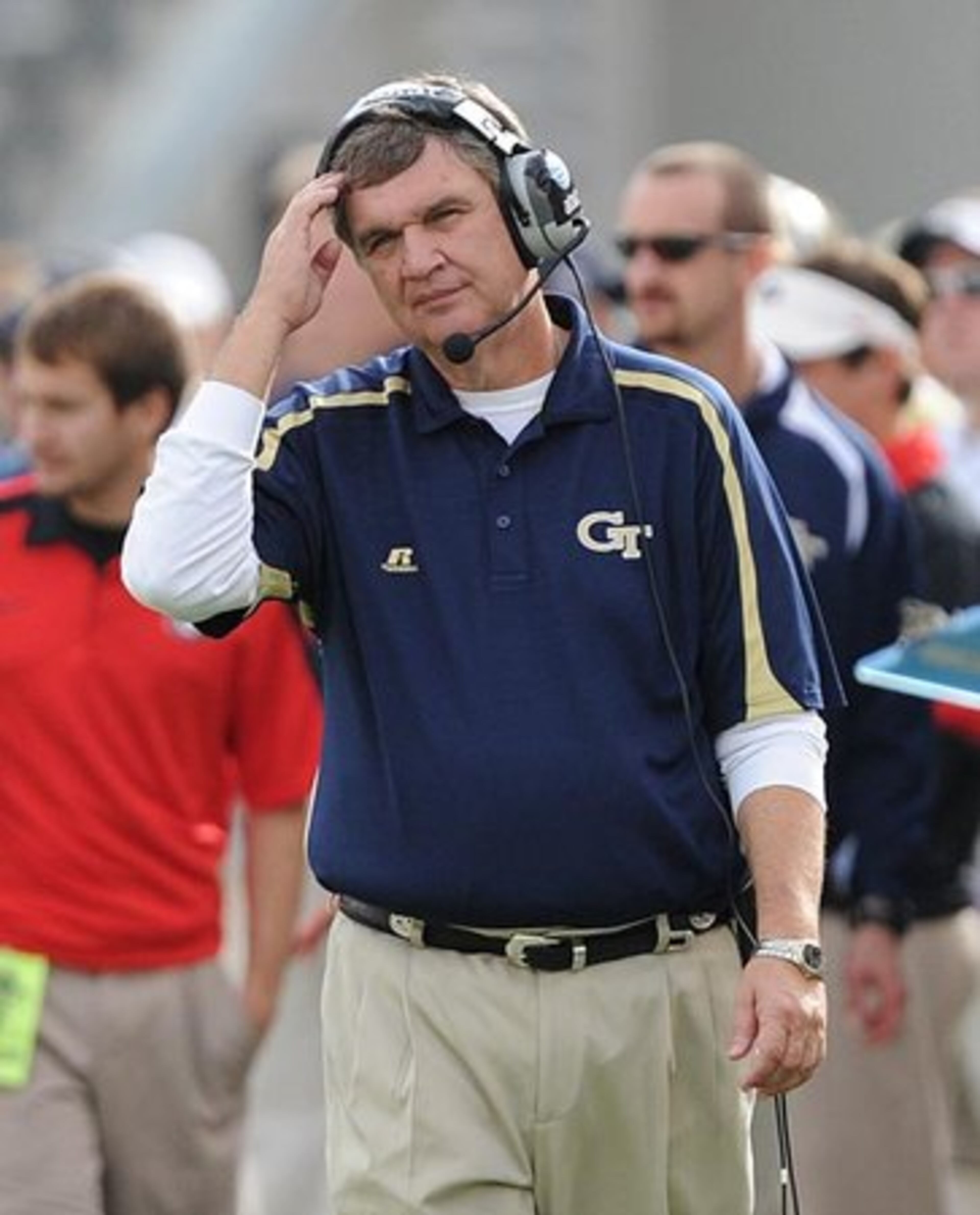 Jackets head coach Paul Johnson watches his team fall yet again to the Dogs.
