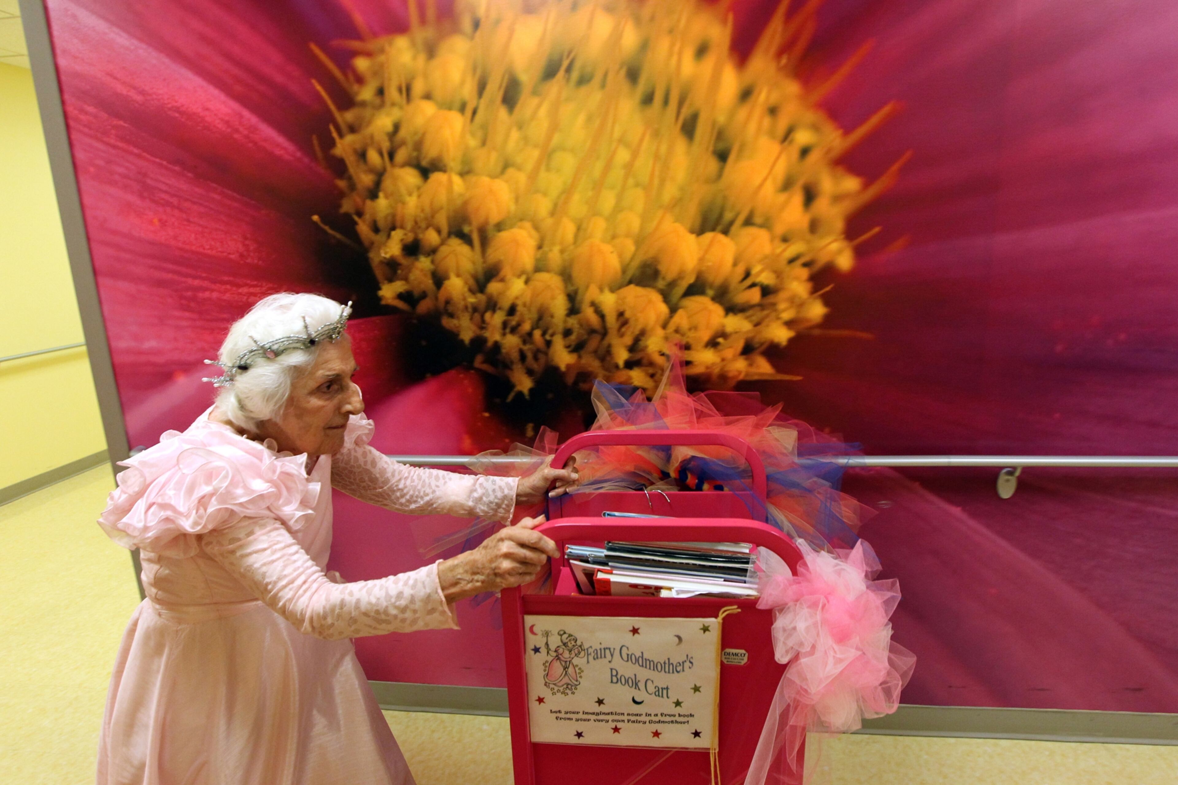 Spreading cheer and hope every Tuesday for the past seven years, Viener pushes her book cart through the hospital halls. “It’s not the easiet thing in the world, but I do it,” she says, noting that many people tell her they’re not emotionally equipped to work with sick children.