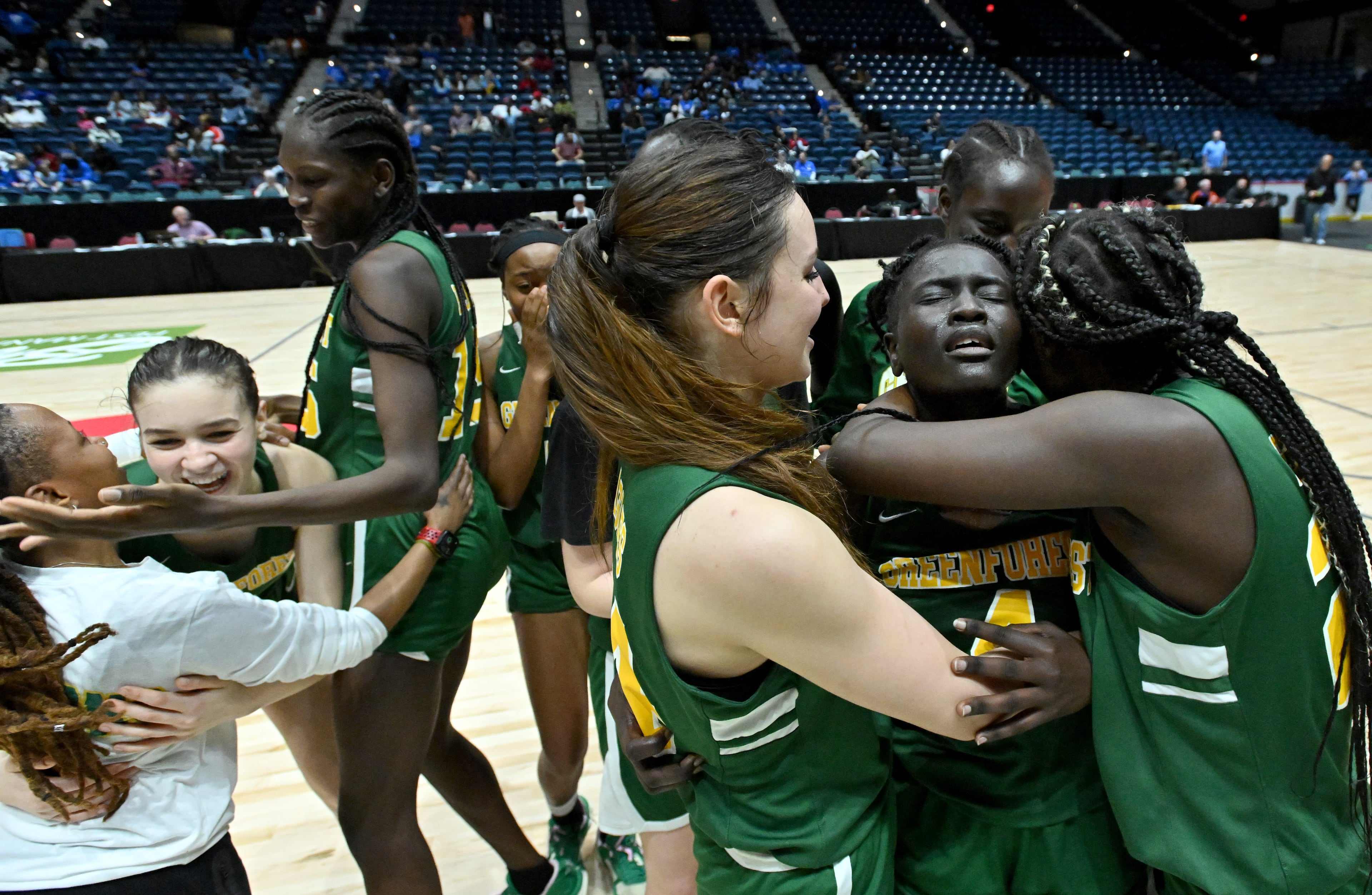 The Greenforest-Montgomery County matchup was the first of 16 girls and boys title games scheduled for the Macon Centreplex over the next four days. (Hyosub Shin/hshin@ajc.com)
