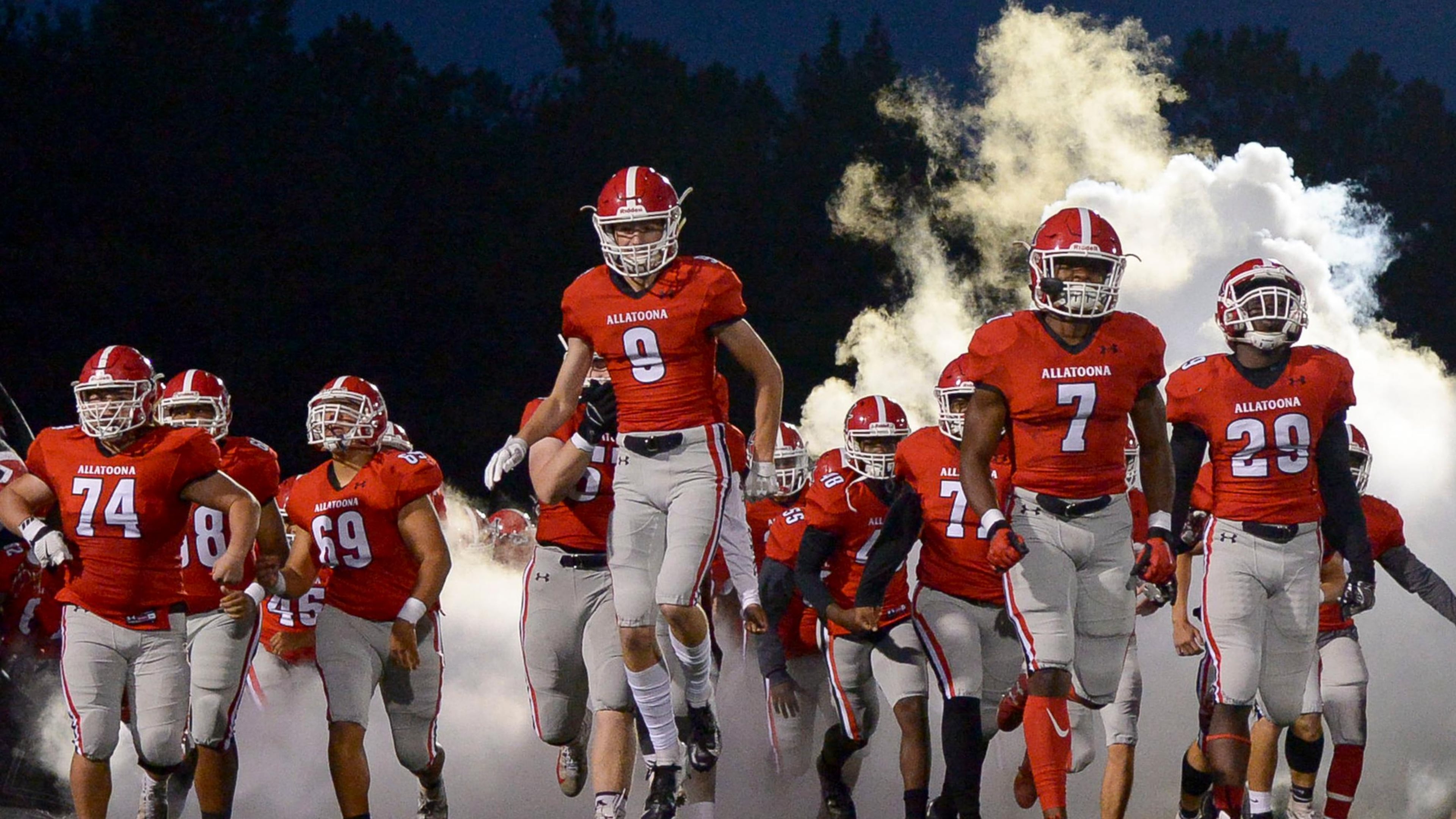 The Allatoona Buccaneers take the field before the start of a 2018 game. PHOTO/Daniel Varnado