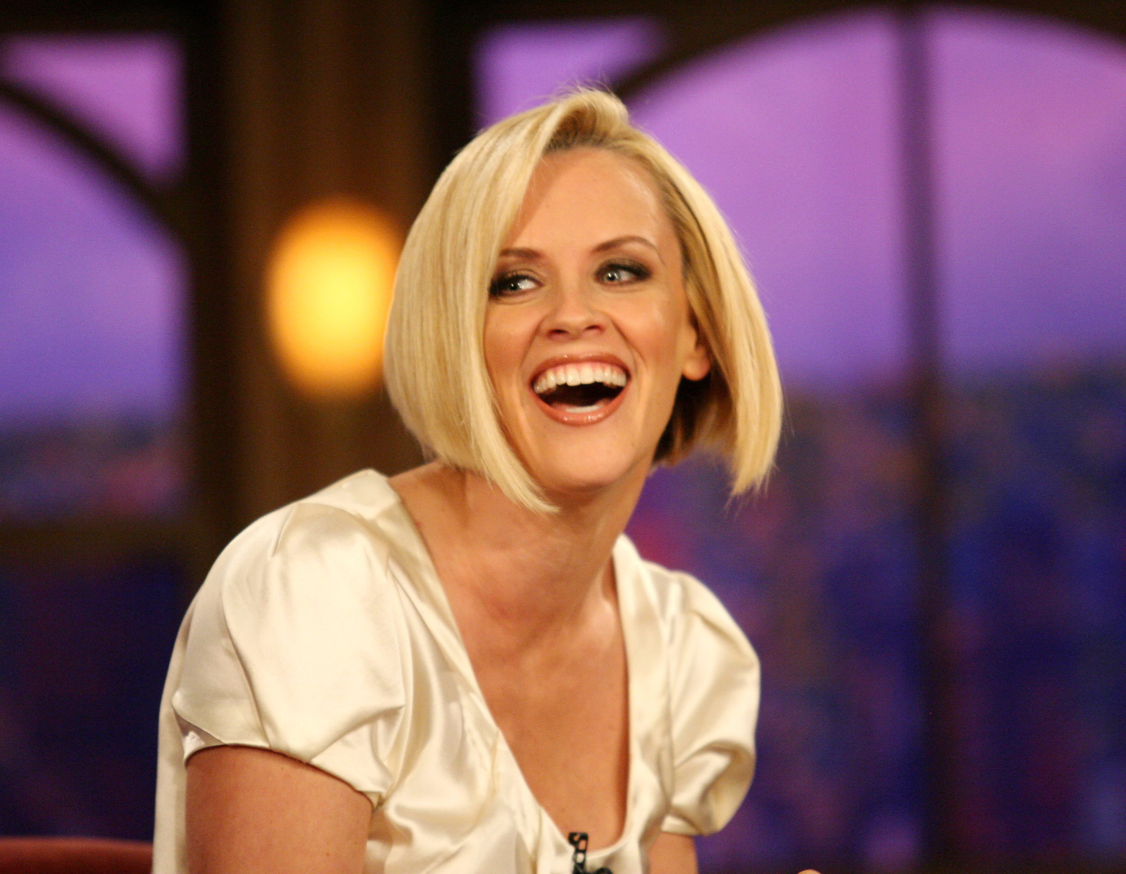 Actress Jenny McCarthy appears during a segment of "The Late Late Show with Craig Ferguson" at CBS Television City studios on April 26, 2007, in Los Angeles.